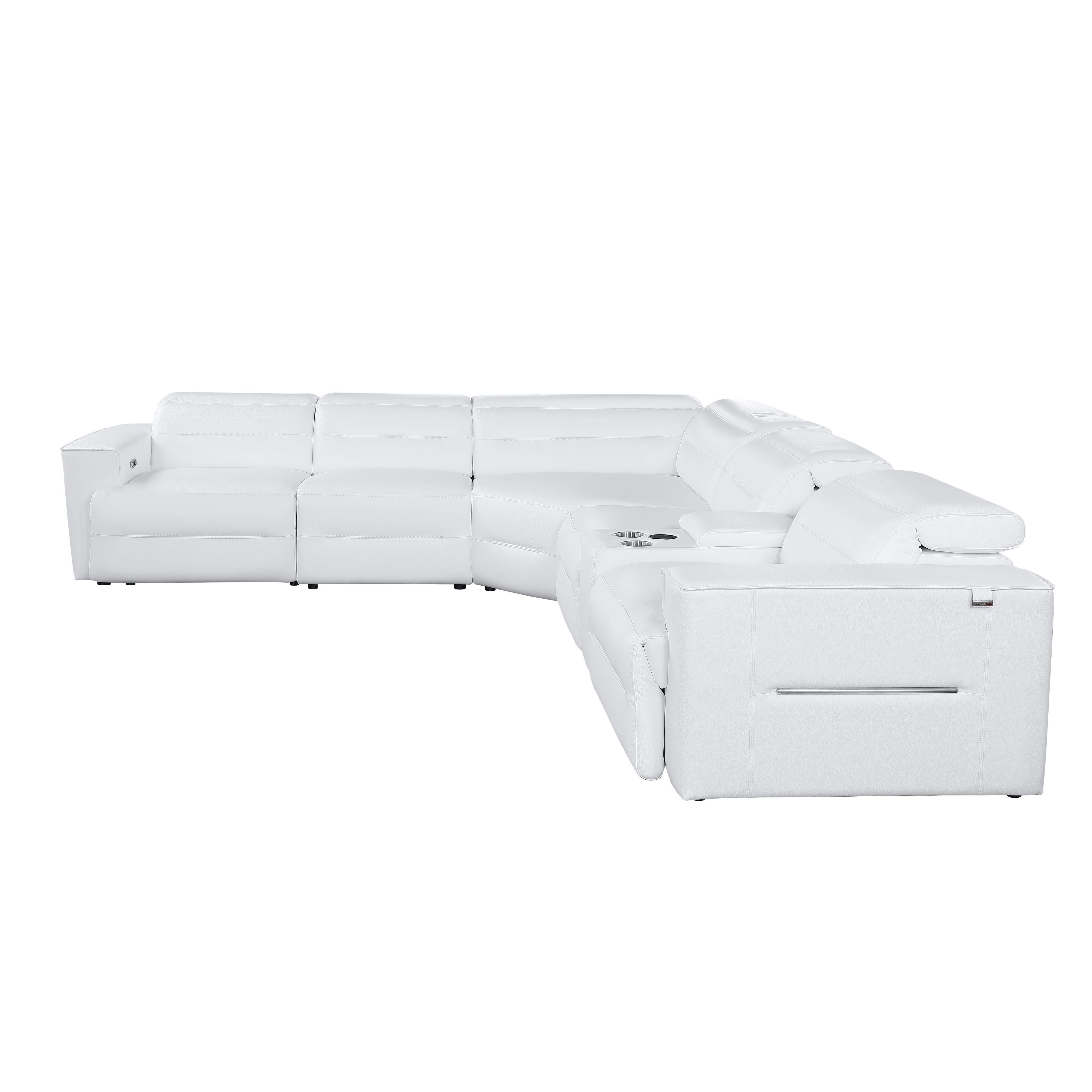 Nexus White 6-Piece Power Reclining Sectional with Console, view 2