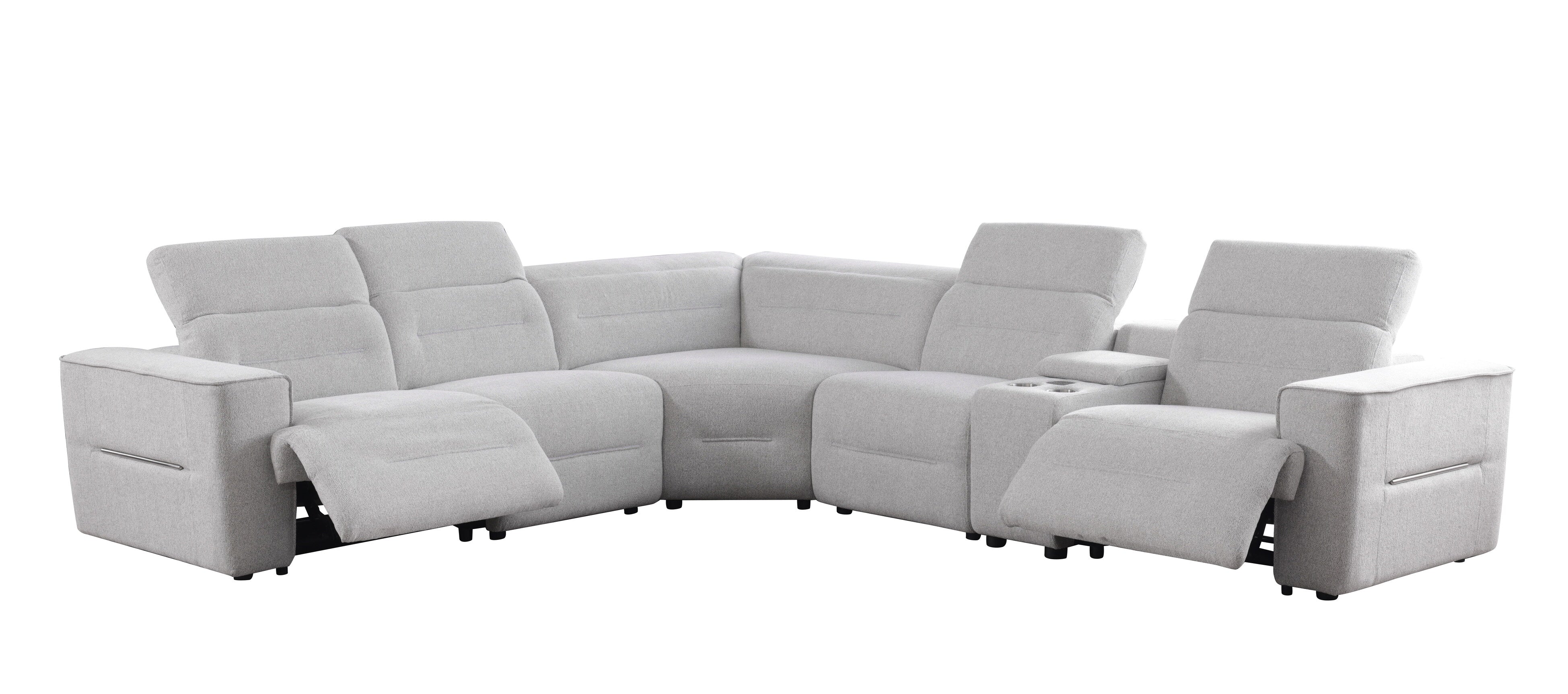 Nexus Light Gray Fabric 6-Piece Power Reclining Sectional, view 2