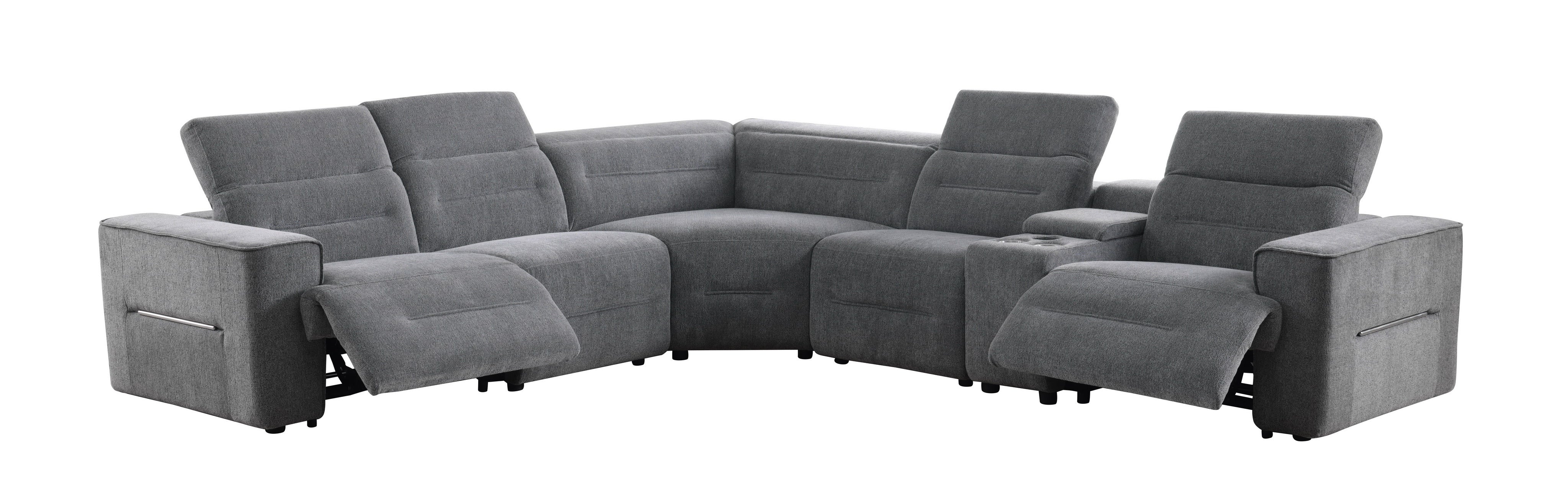 Nexus Dark Gray Fabric 6-Piece Power Reclining Sectional, view 2