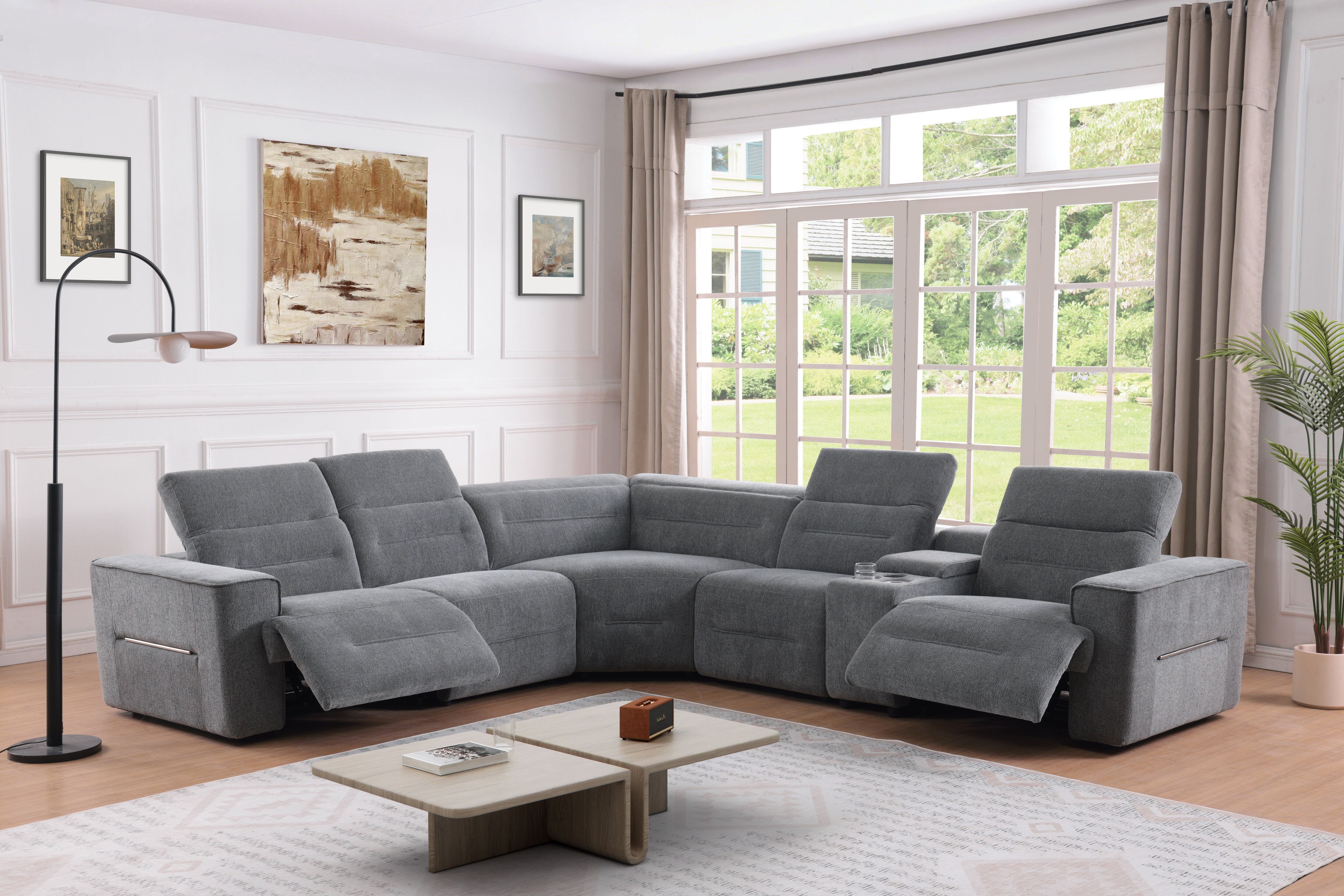 Nexus Dark Gray Fabric 6-Piece Power Reclining Sectional, view 7
