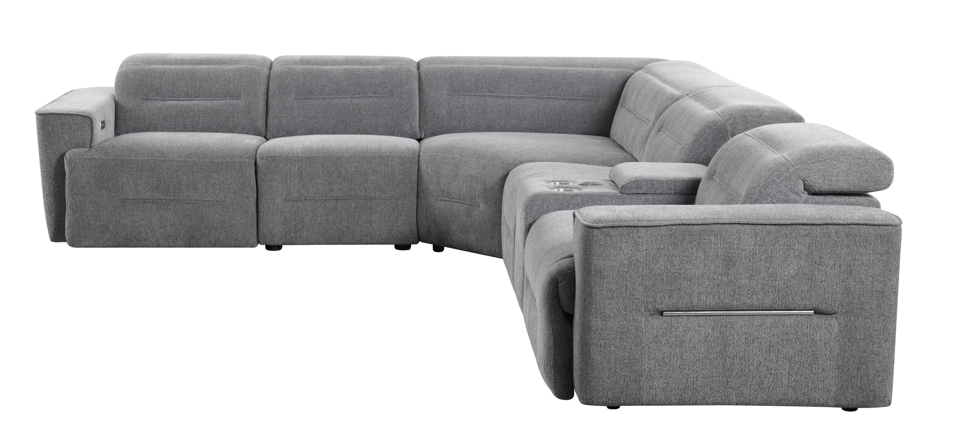 Nexus Dark Gray Fabric 6-Piece Power Reclining Sectional, view 3