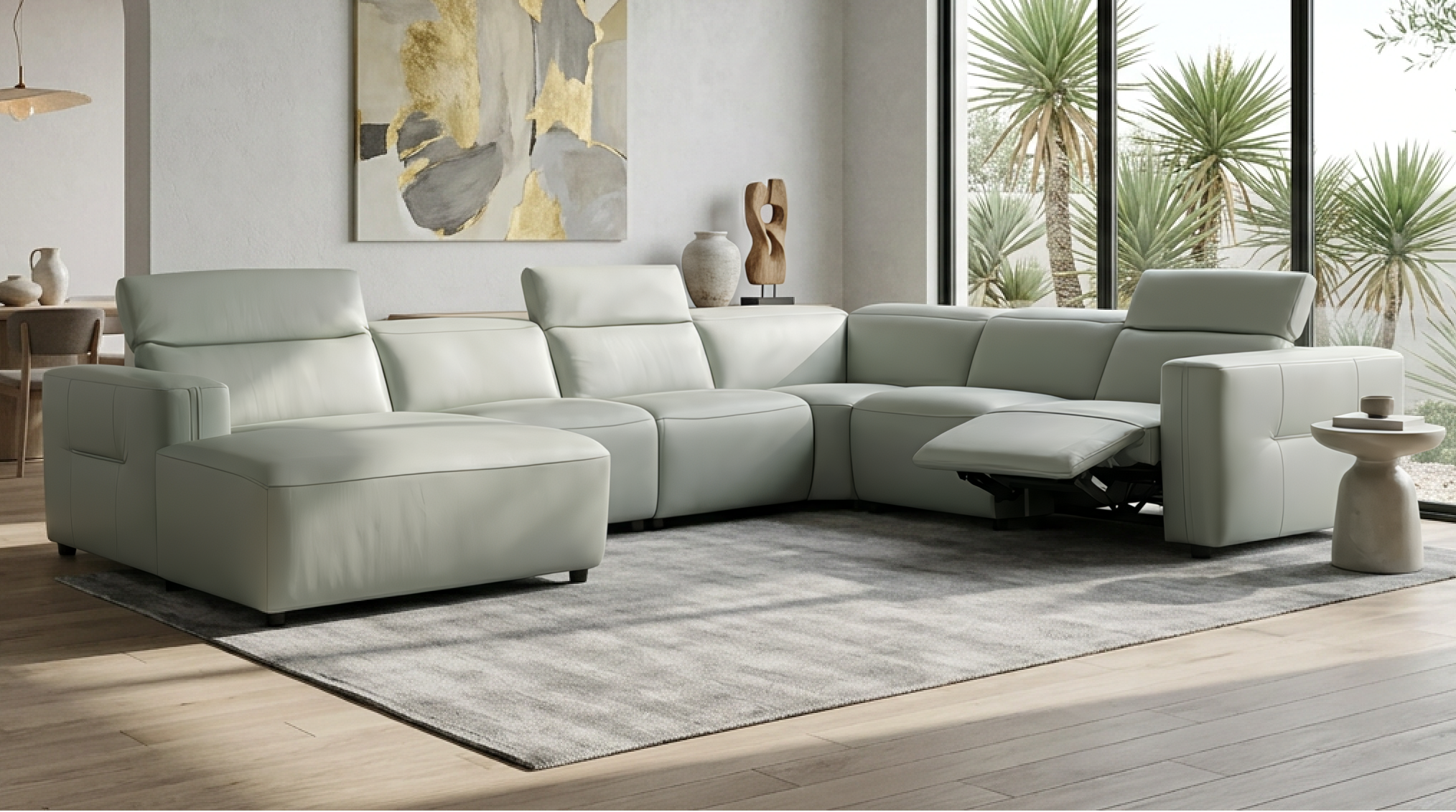 Noel Gray Italian Leather Match Power Reclining Sectional with Chaise