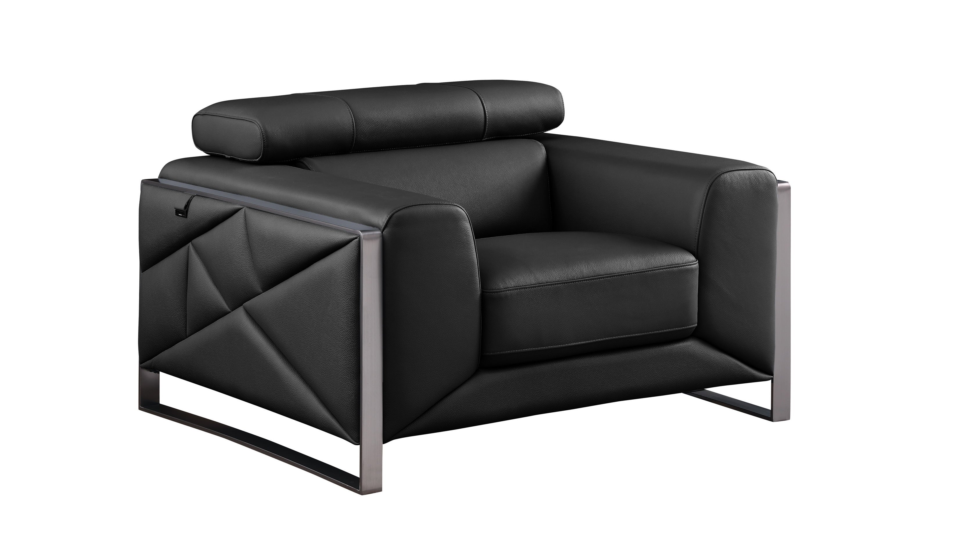 Giorgio Black Italian Leather Sofa and Loveseat Set, view 3