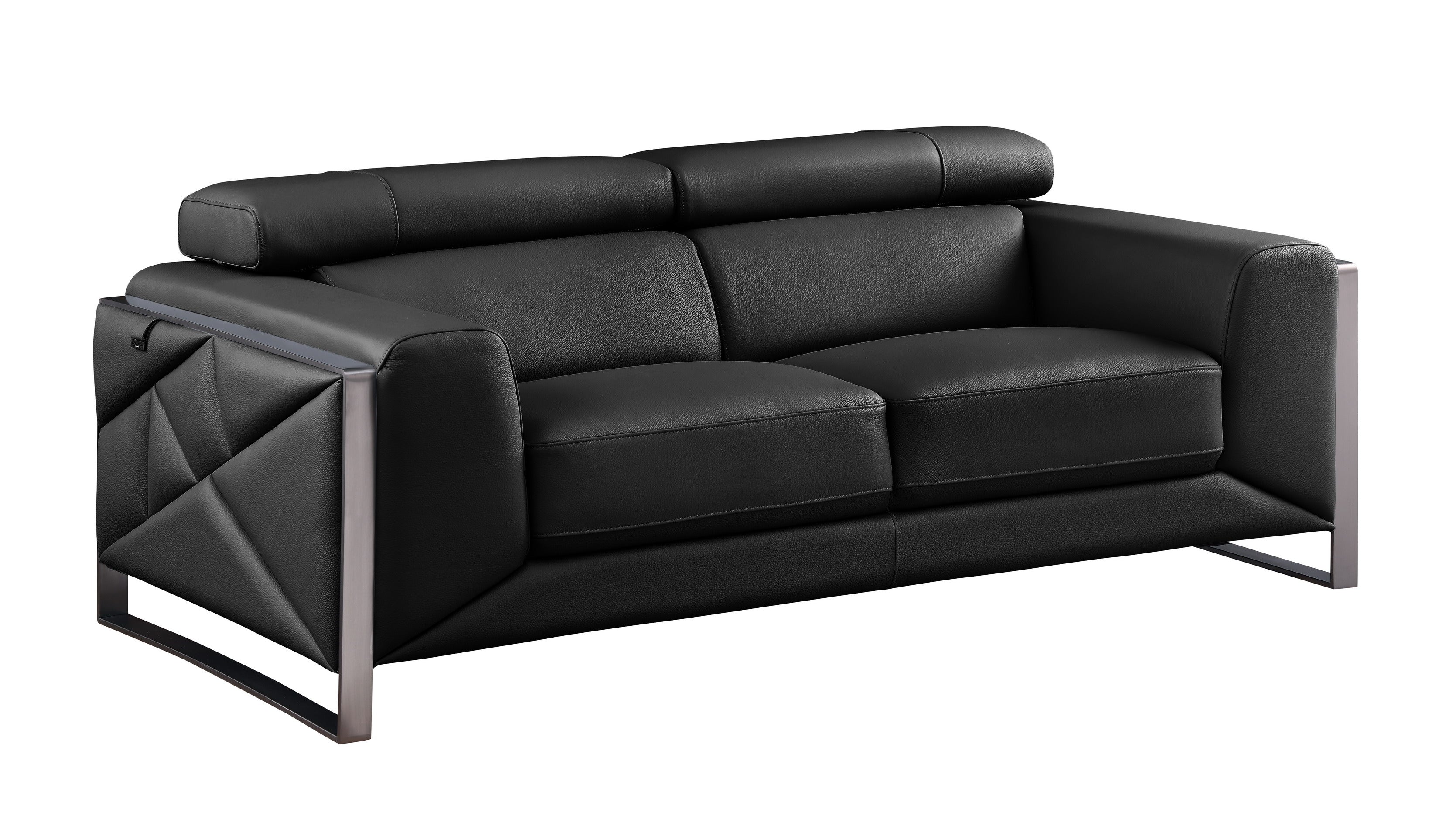 Giorgio Black Italian Leather Sofa and Loveseat Set, view 5