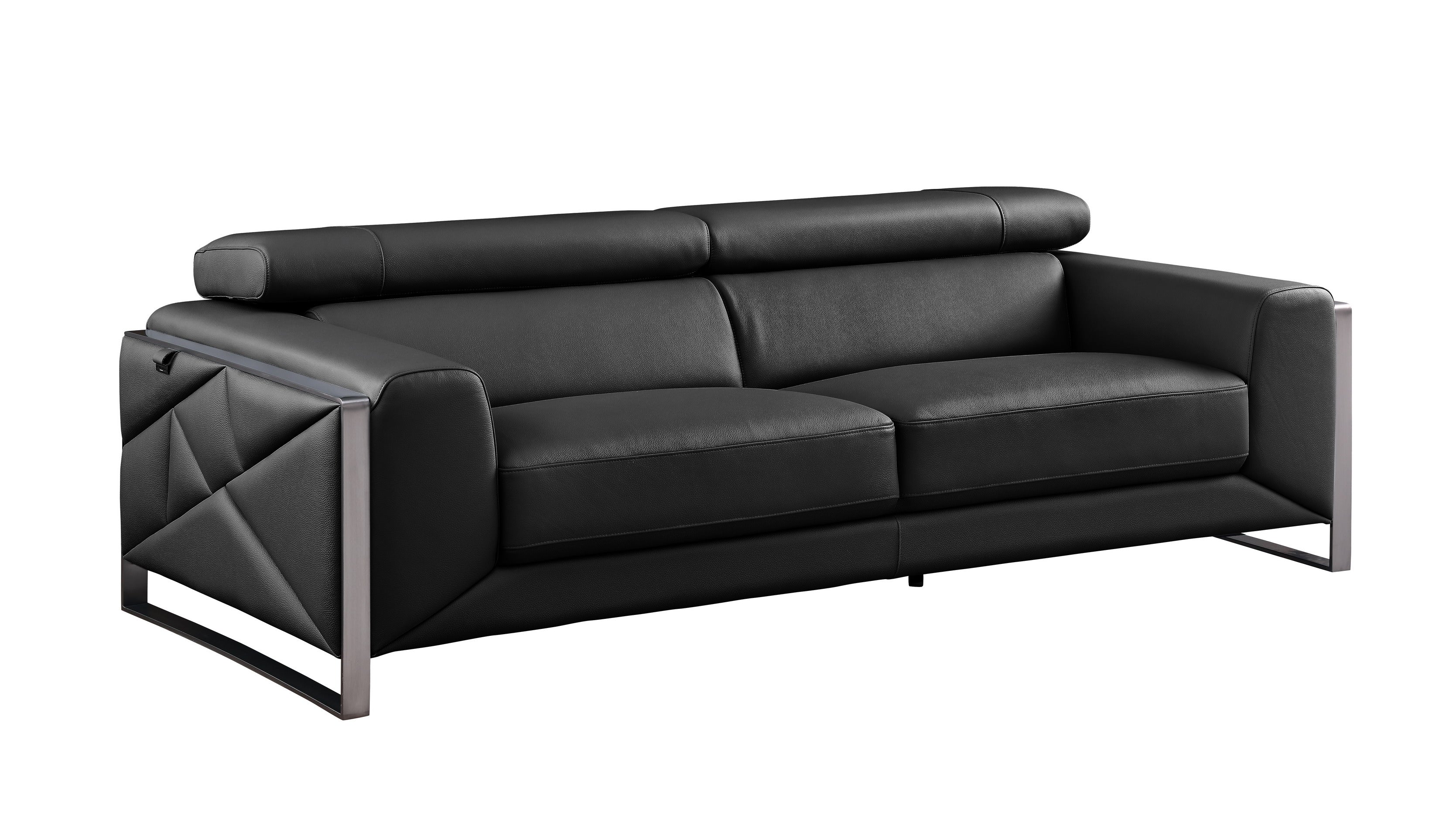 Giorgio Black Italian Leather Sofa and Loveseat Set, view 4