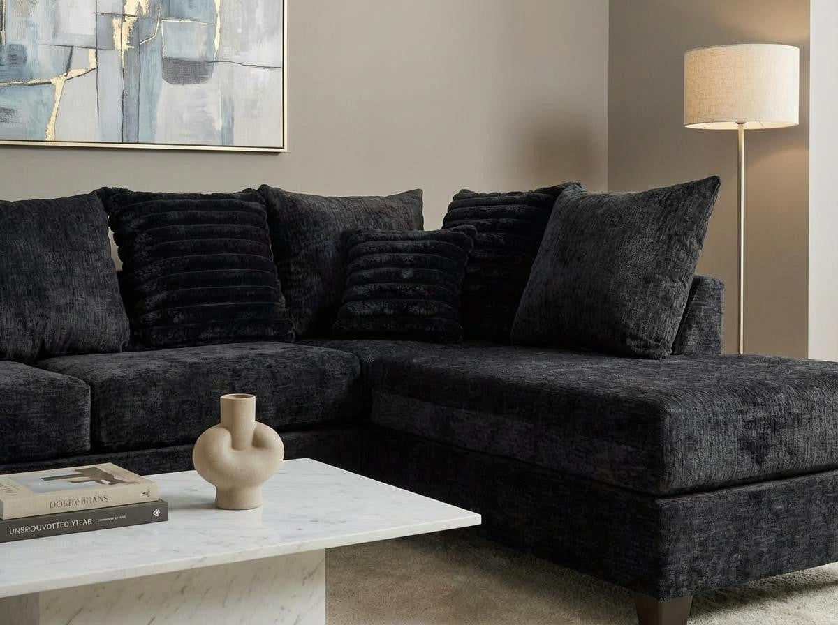 Downy Black Sectional with Chaise, view 2