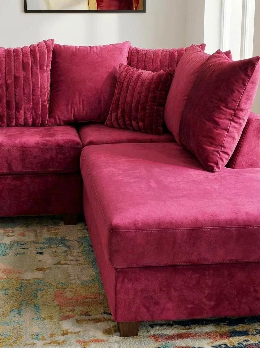 Kora Fuchsia Sectional with Chaise, view 2