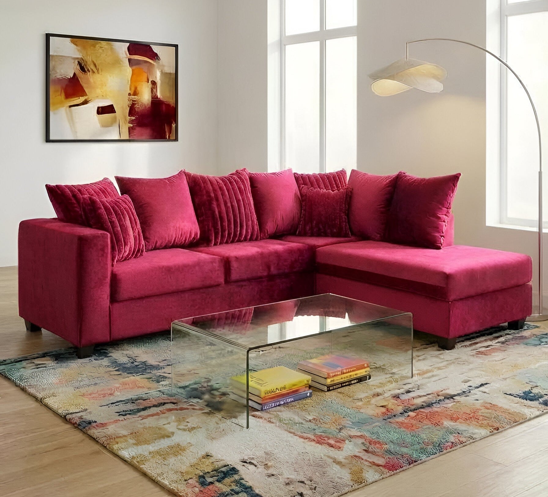 Kora Fuchsia Sectional with Chaise