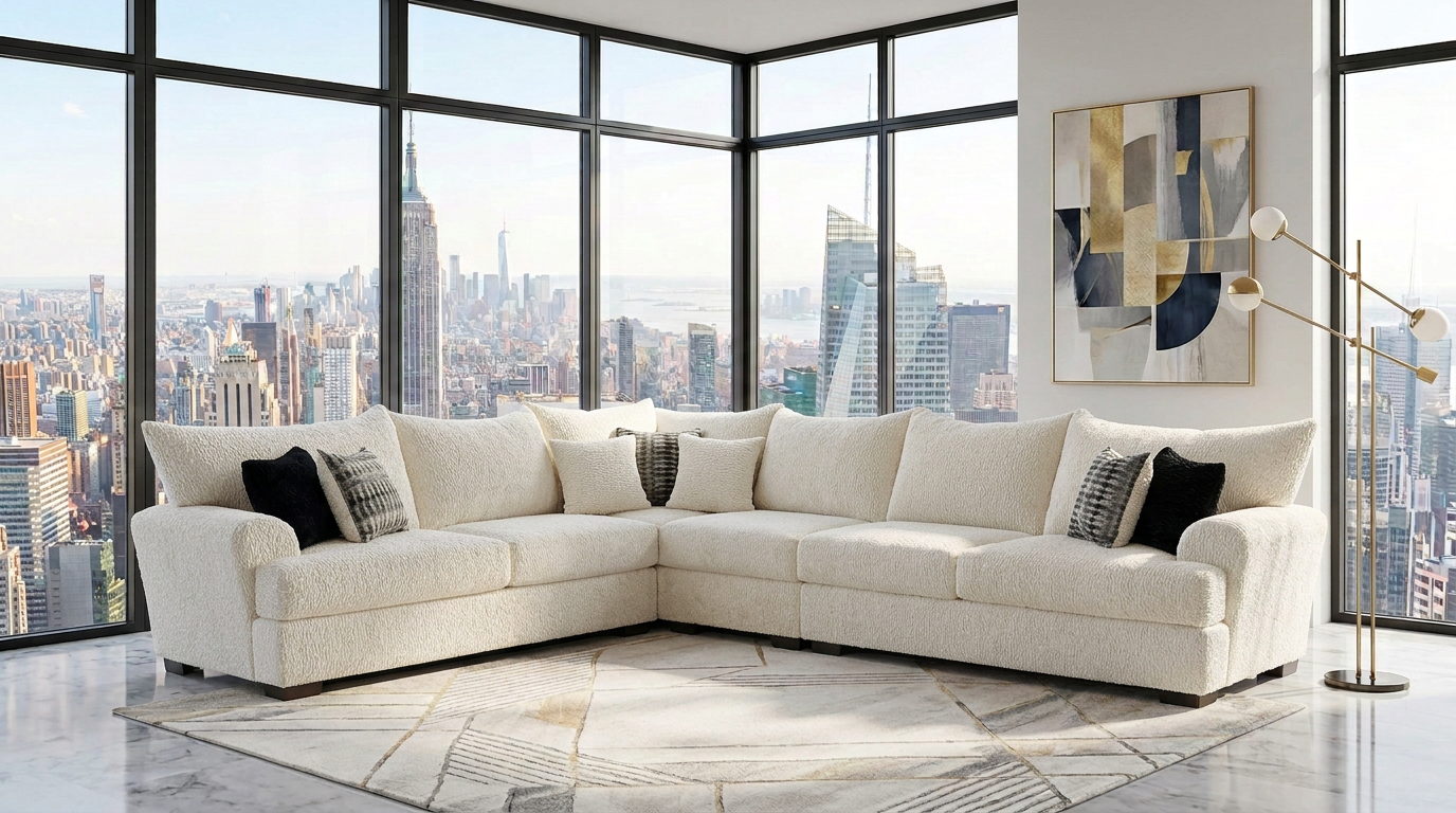 Rizz Ivory Plush 4-Piece Sectional