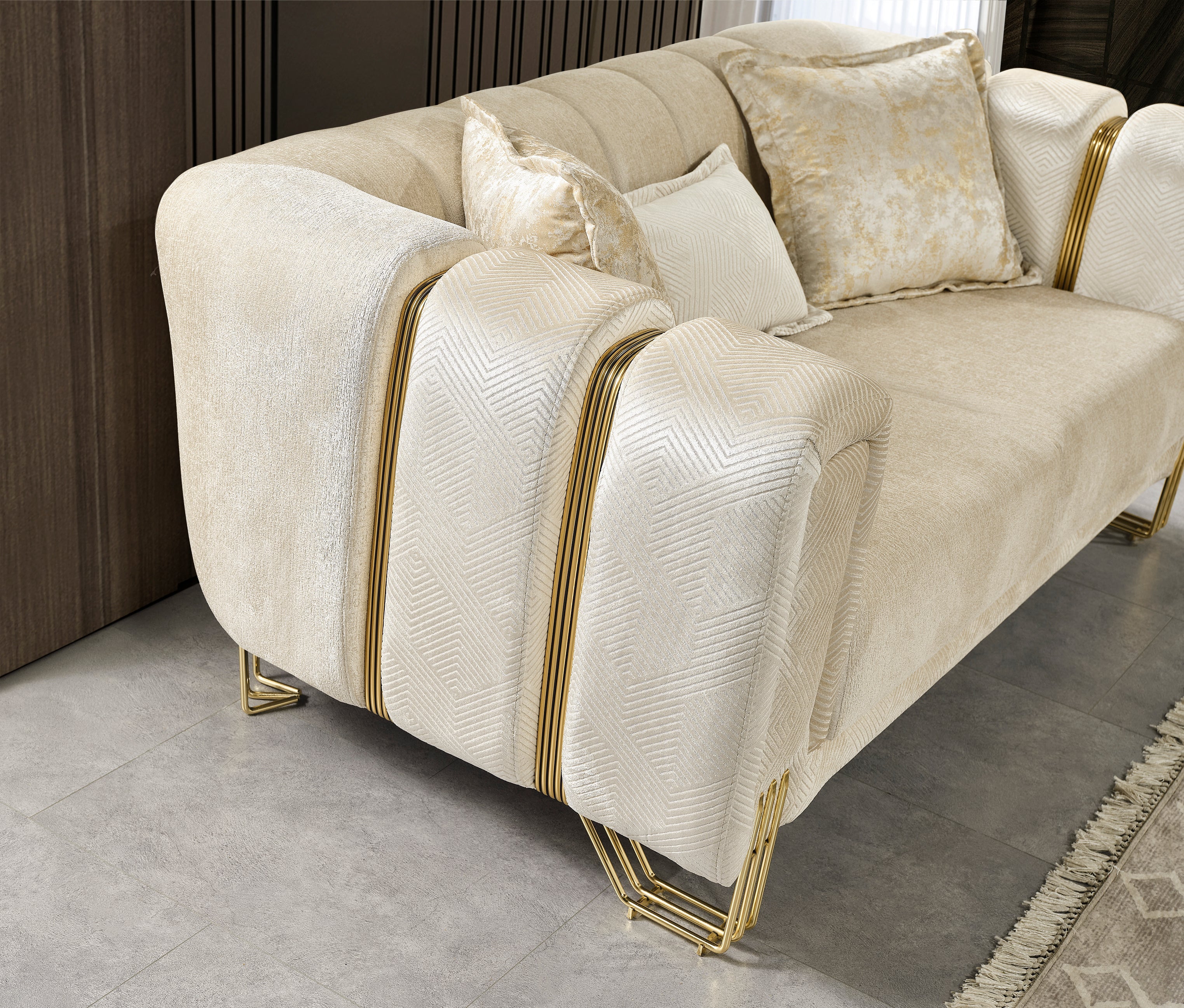 Santana Ivory Velvet Loveseat, view 4