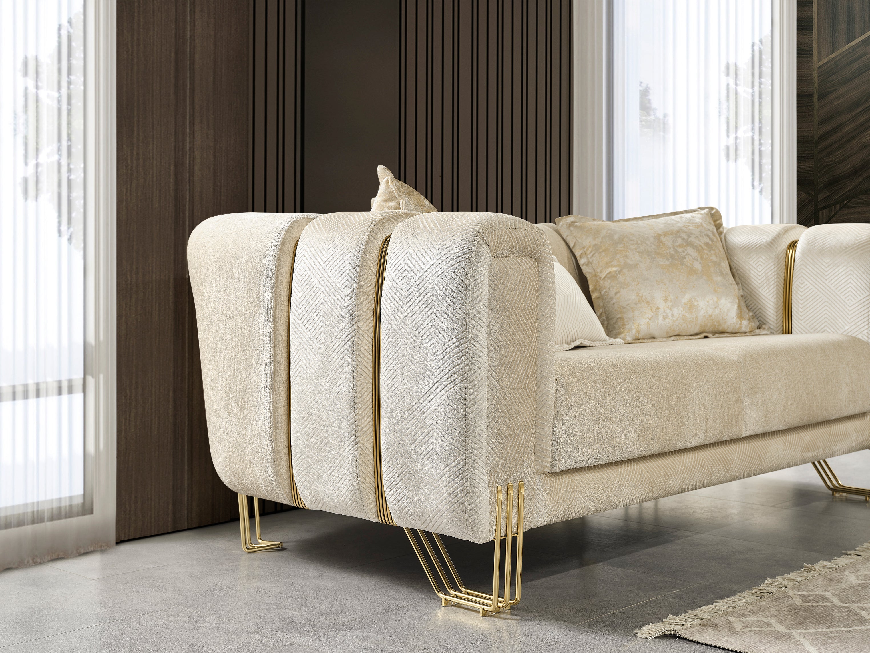 Santana Ivory Velvet Sofa, view 6