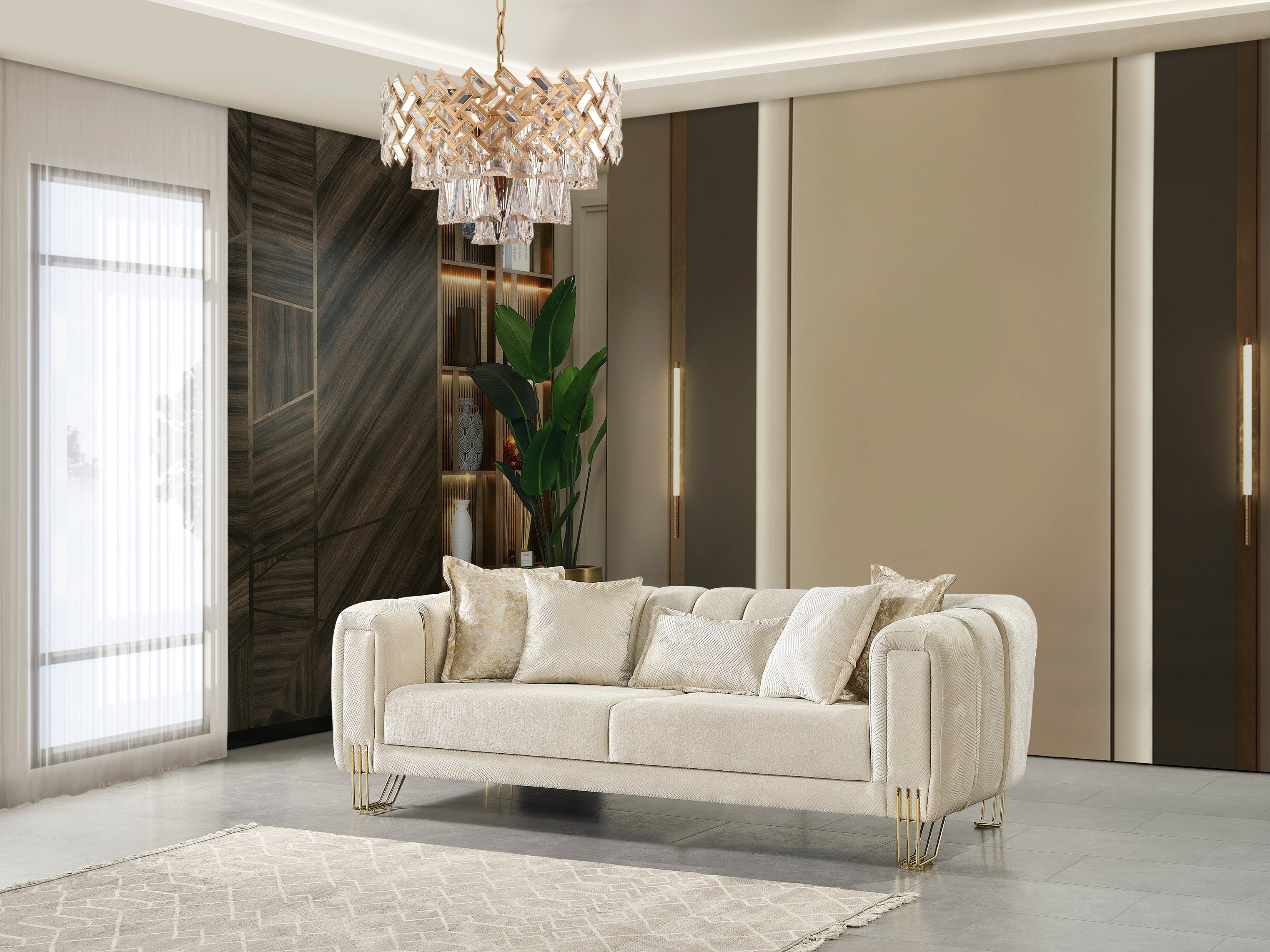 Santana Ivory Velvet Sofa, view 2