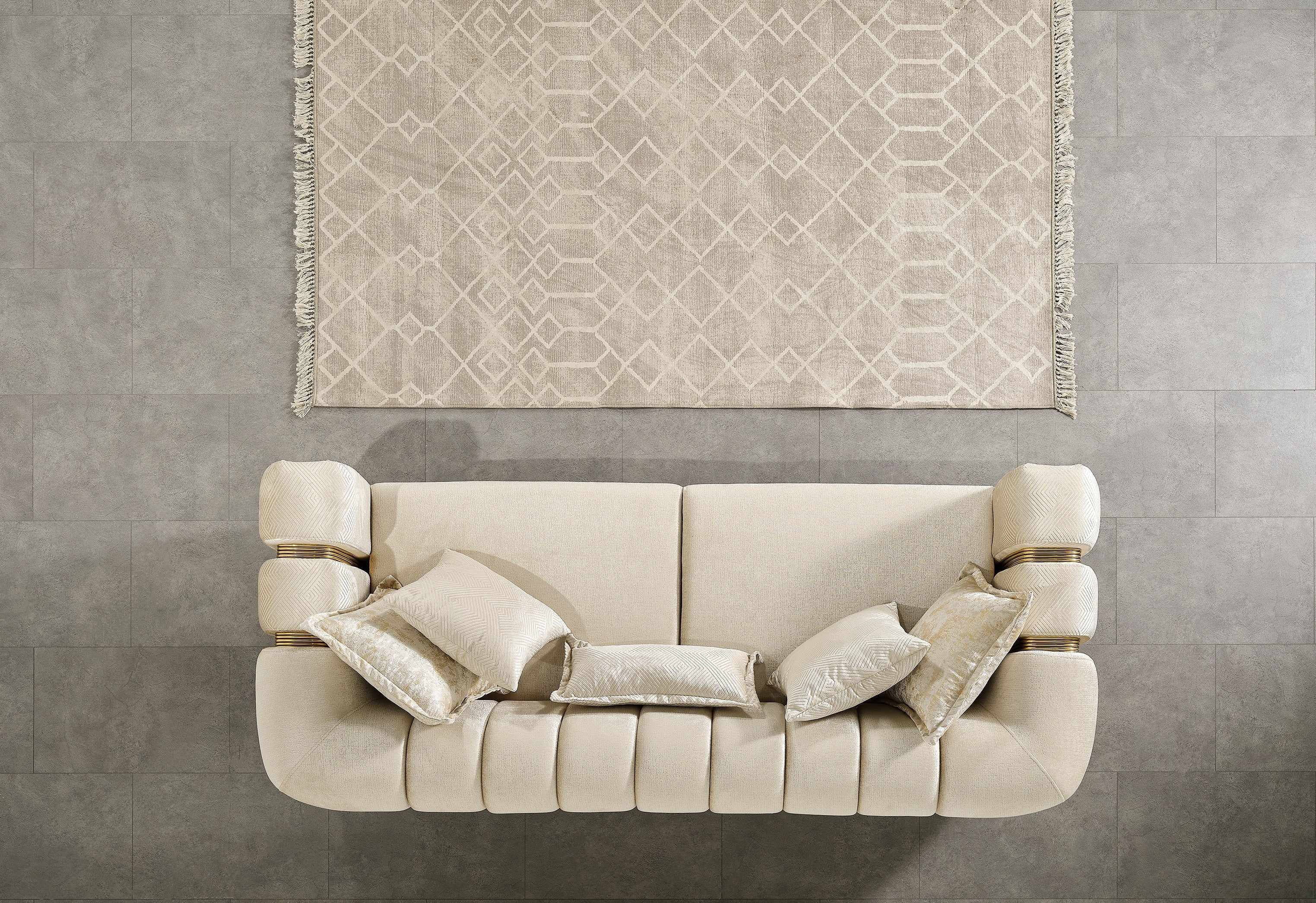 Santana Ivory Velvet Sofa, view 7