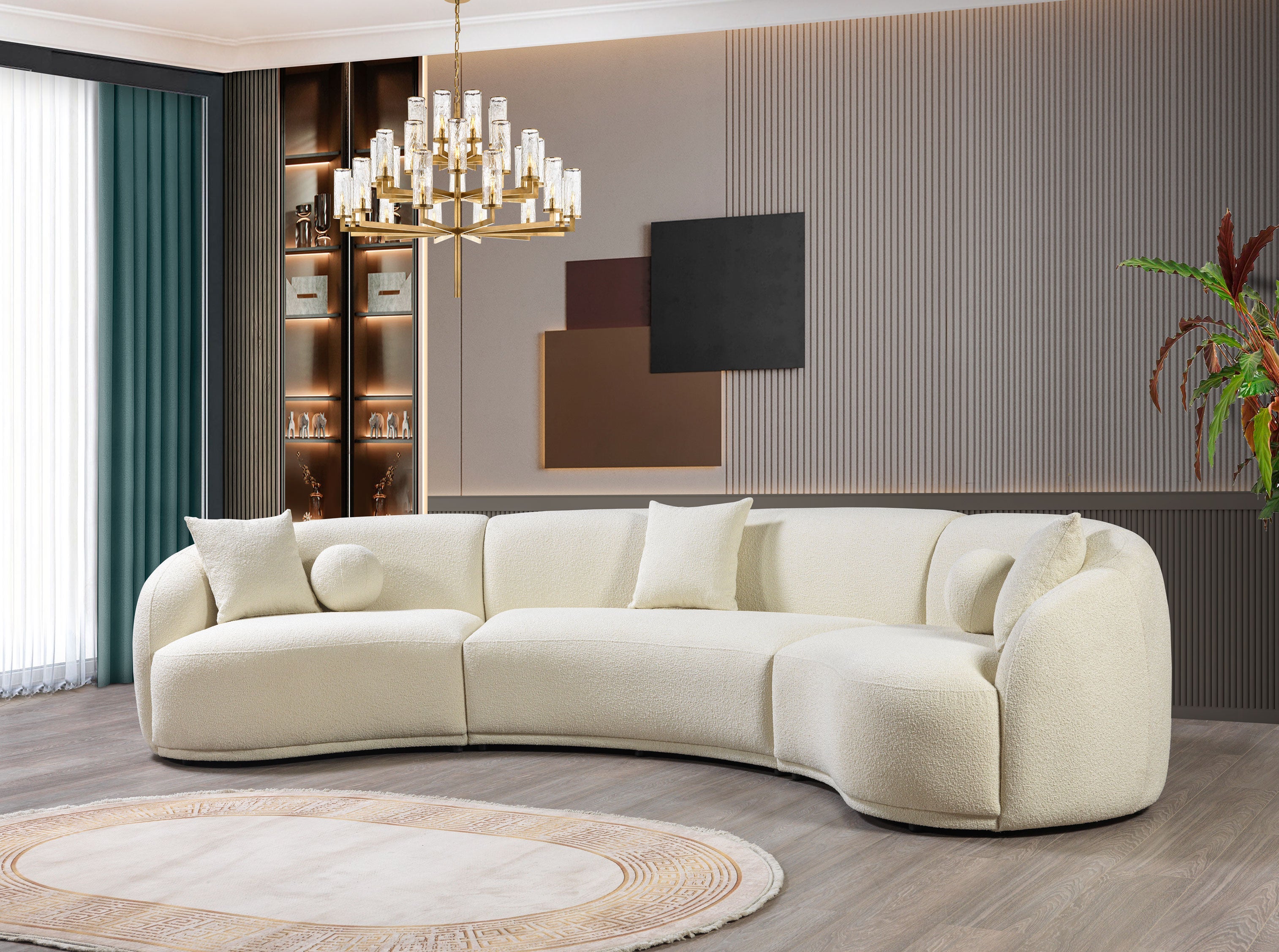 Bonita Ivory Boucle 3-Piece Curved Sectional, view 5
