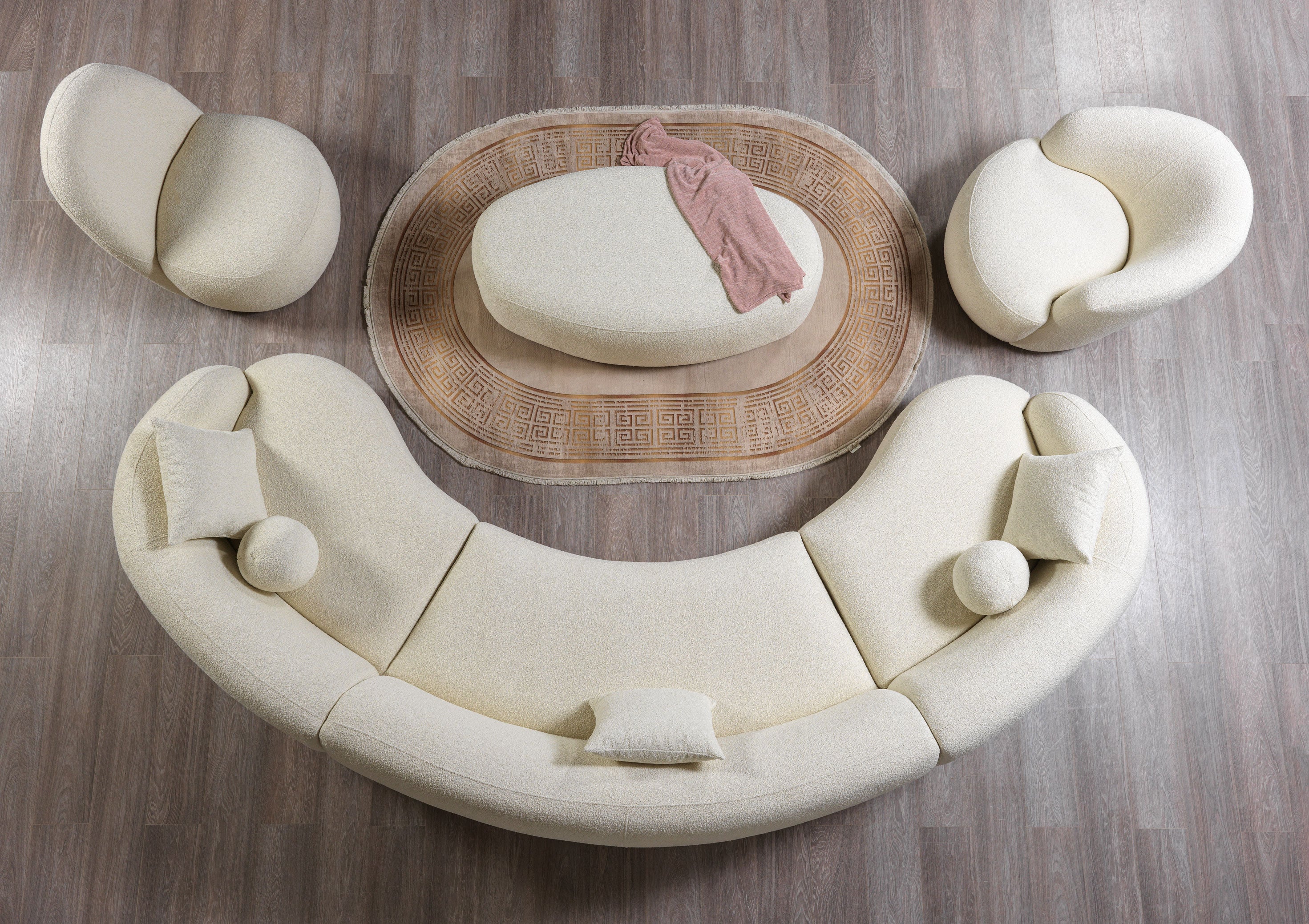 Bonita Ivory Boucle 3-Piece Curved Sectional, view 6