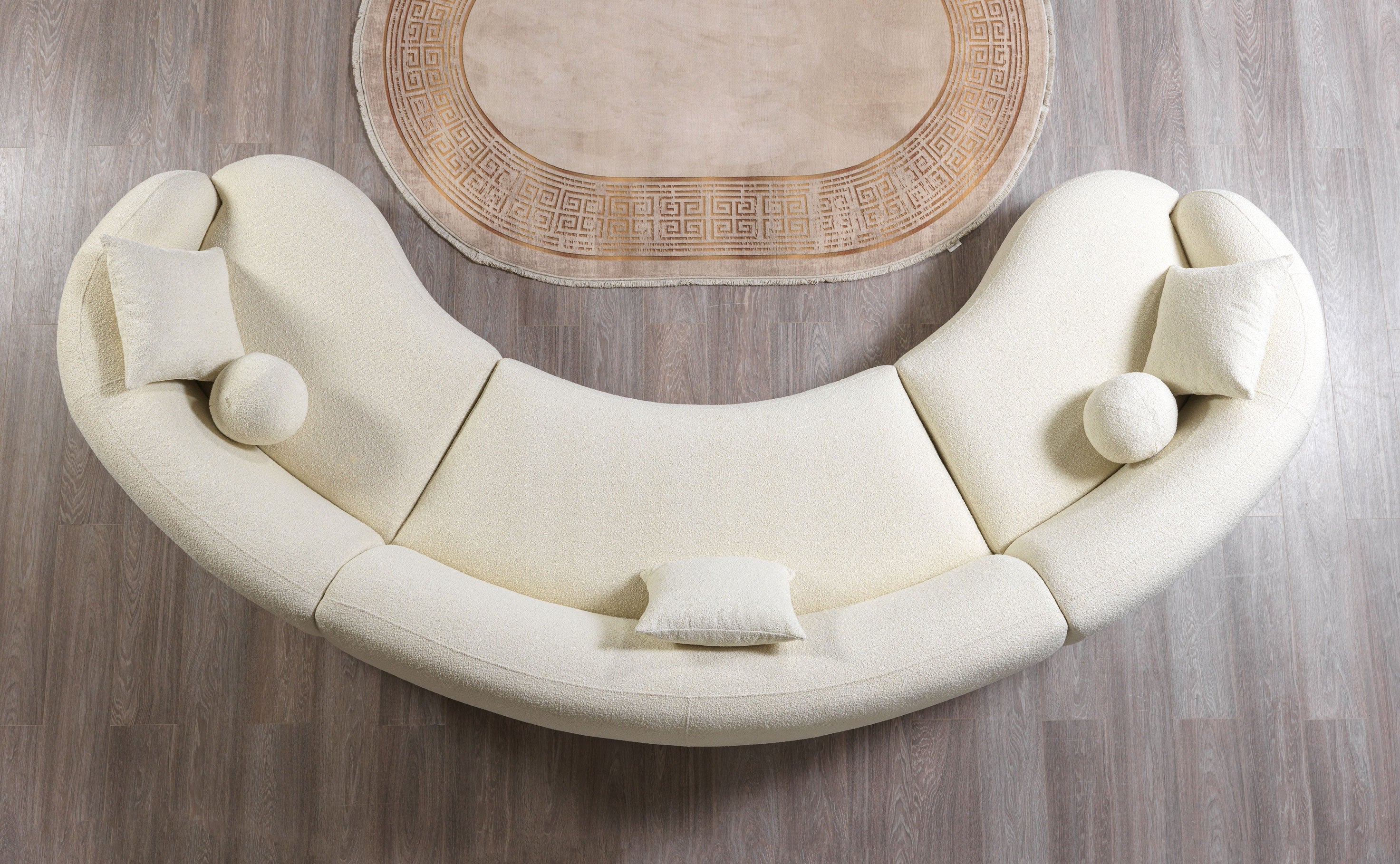 Bonita Ivory Boucle 3-Piece Curved Sectional, view 7