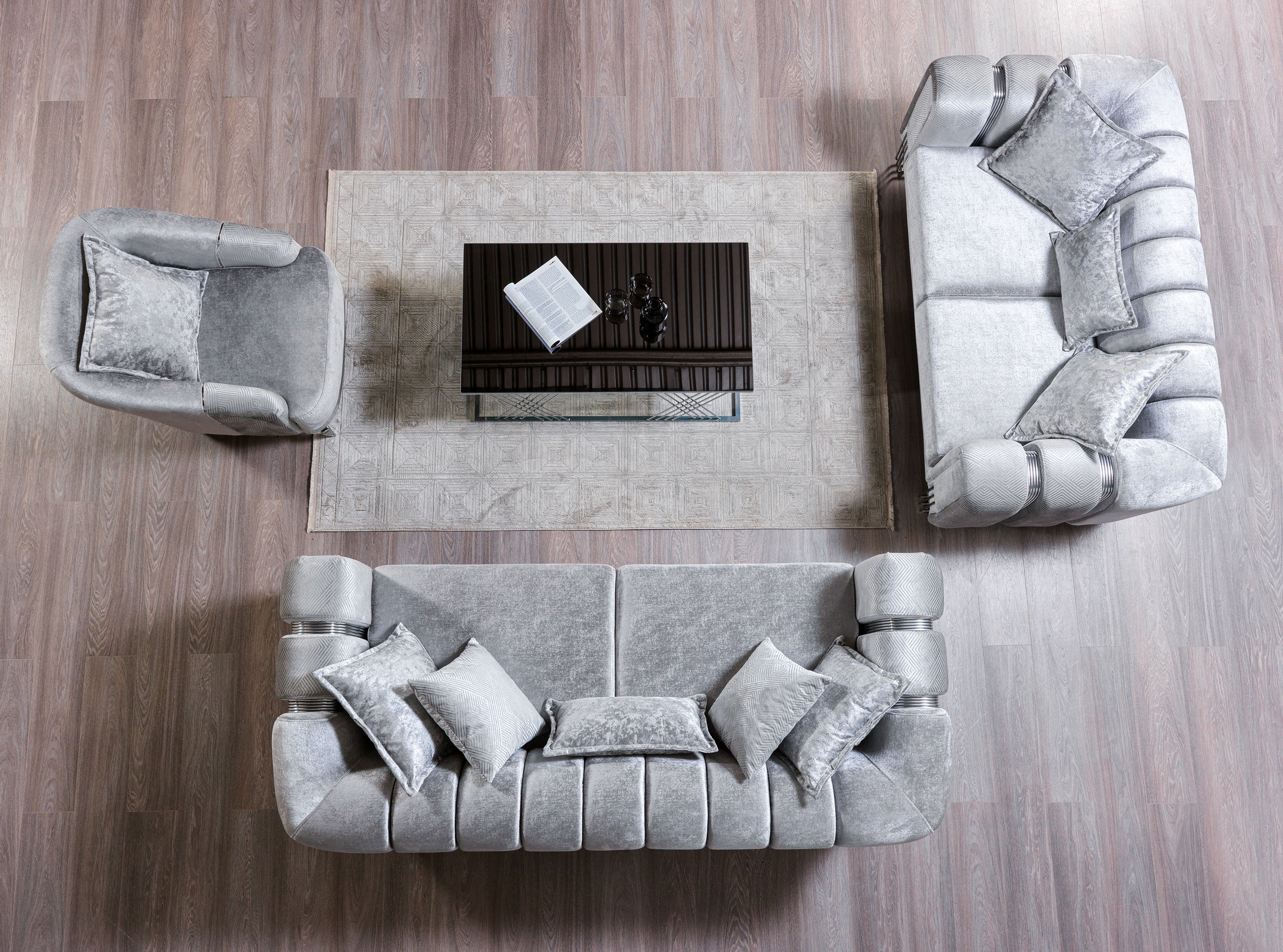 Santana Silver Velvet Chair, view 3