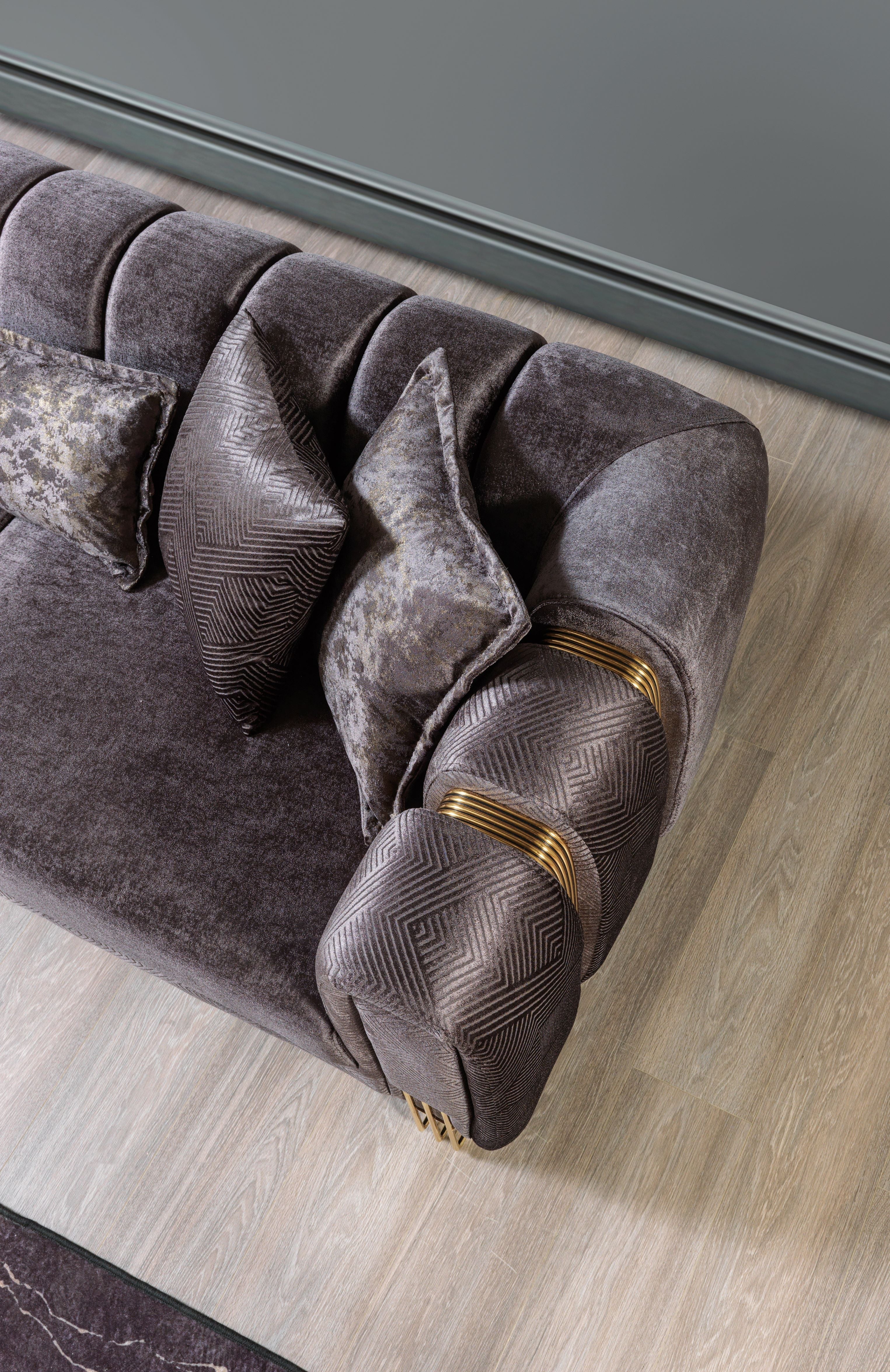 Santana Smoke Velvet Sofa, view 6