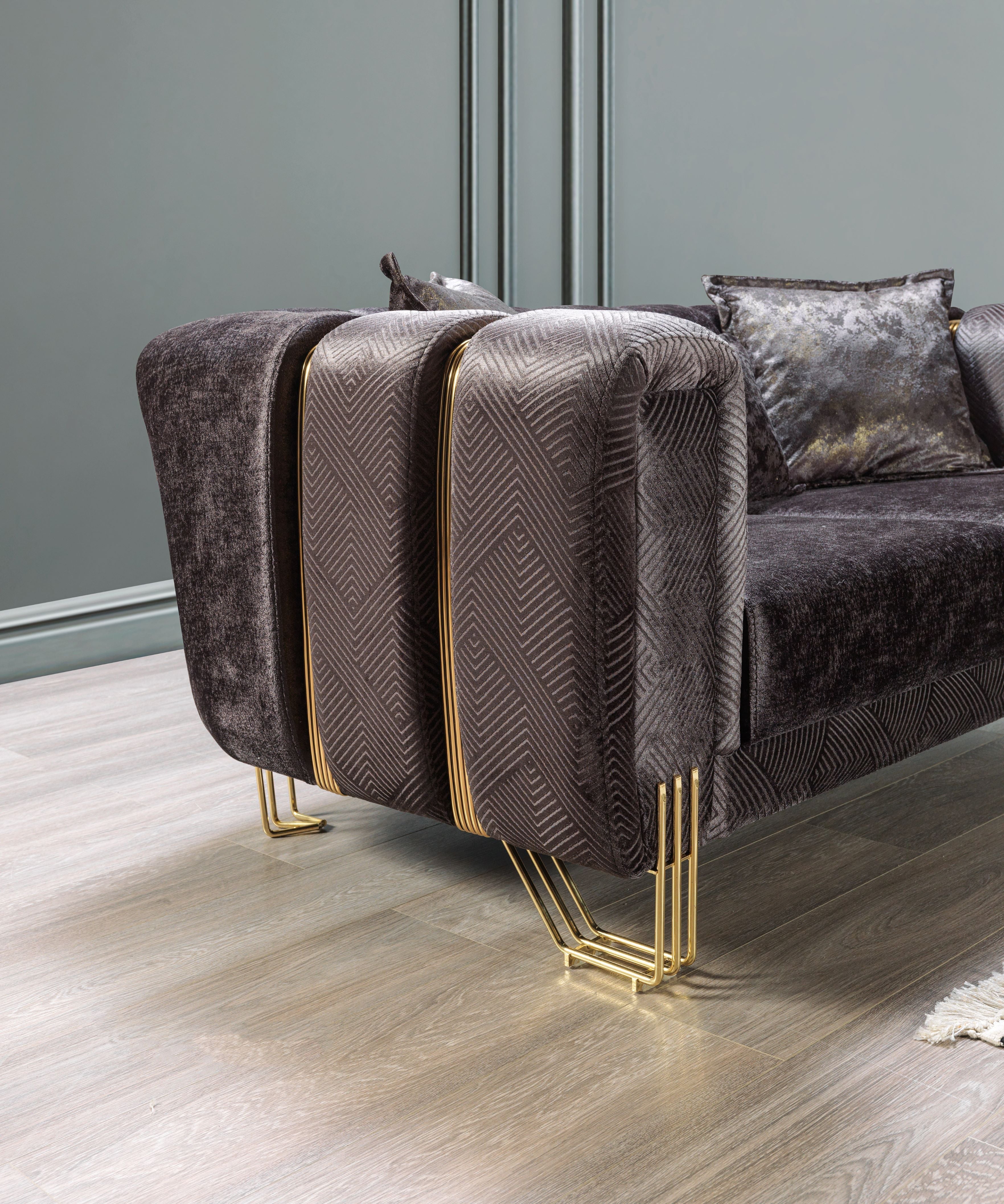 Santana Smoke Velvet Sofa, view 7