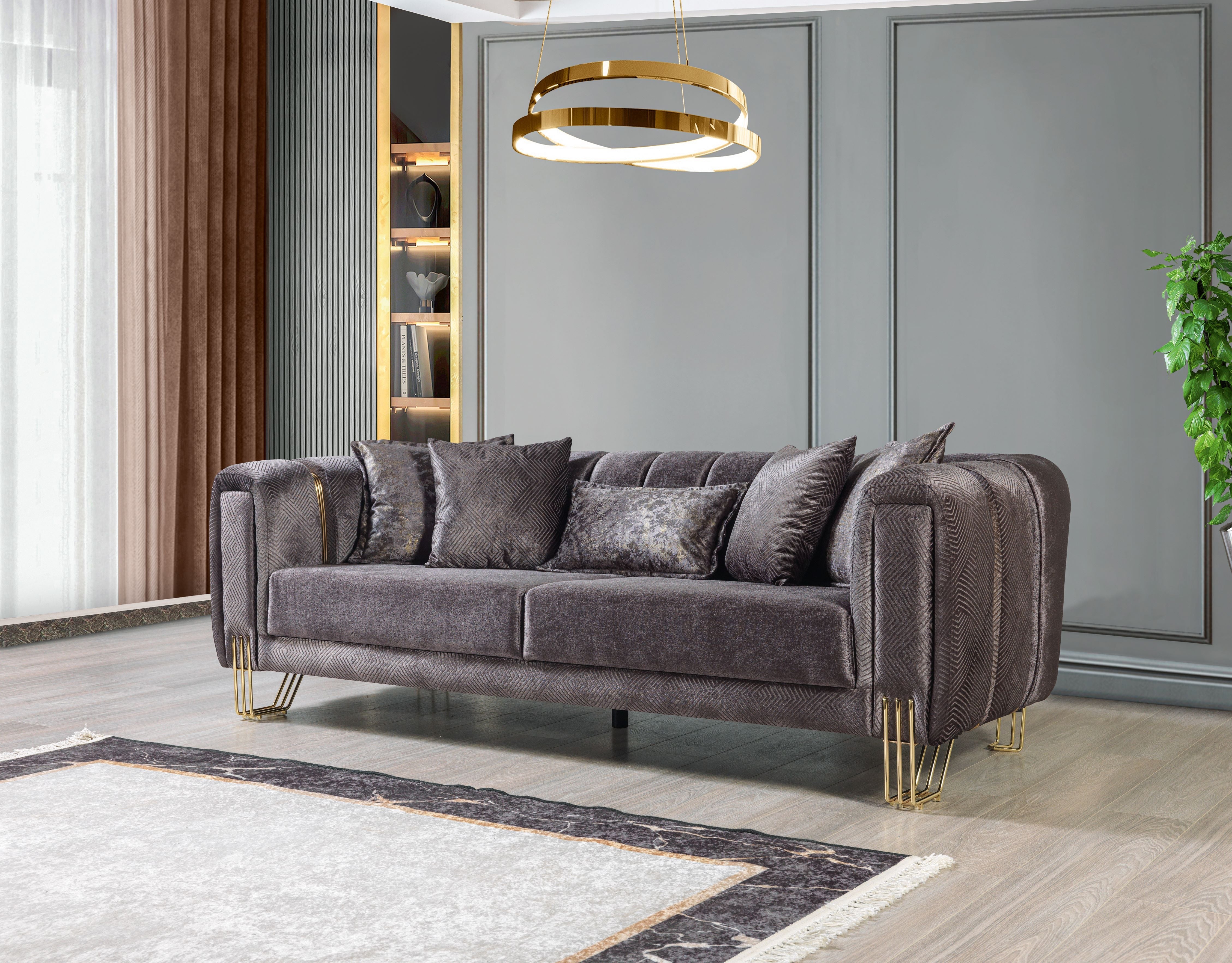 Santana Smoke Velvet Sofa, view 2