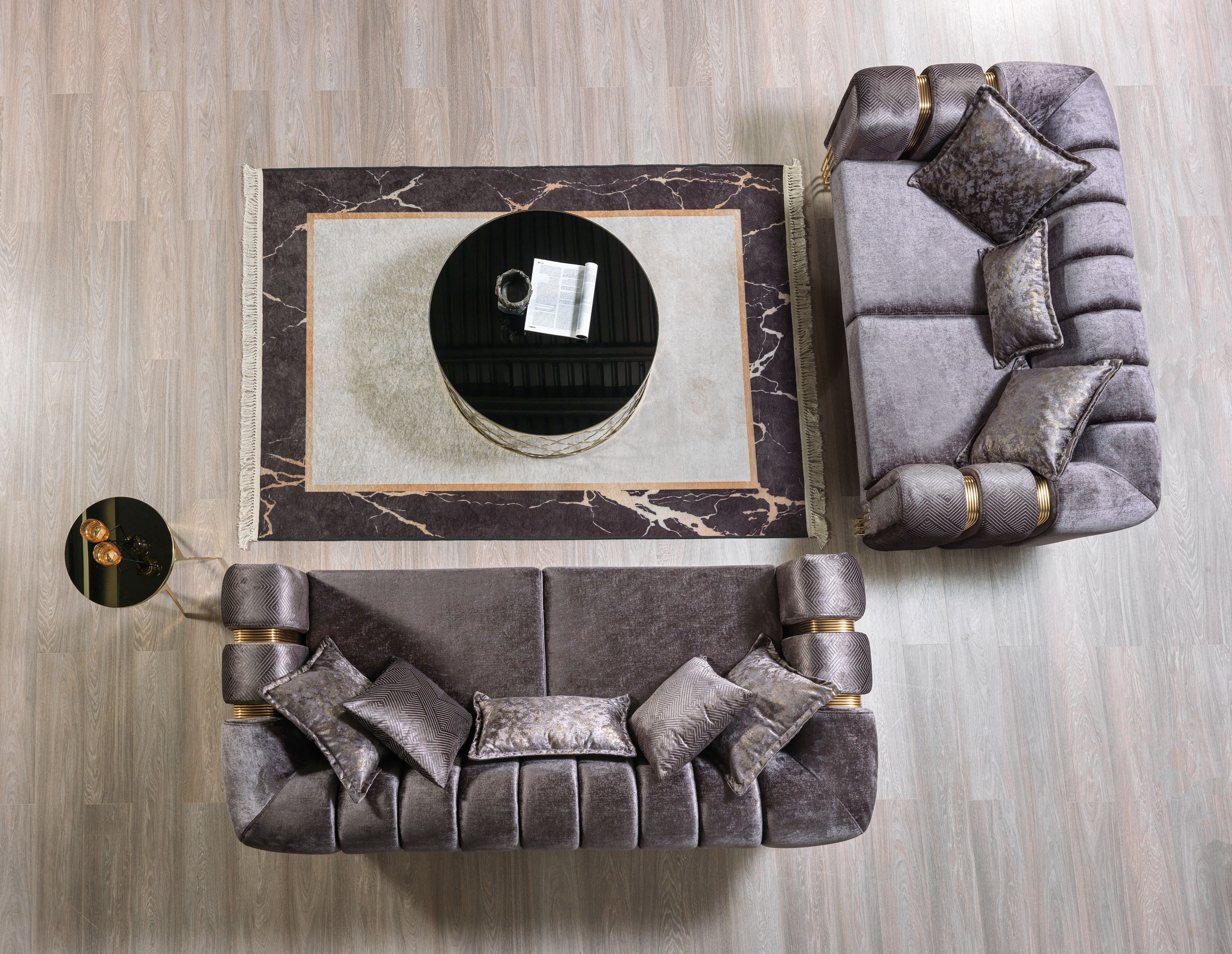Santana Smoke Velvet Sofa and Loveseat Set, view 8