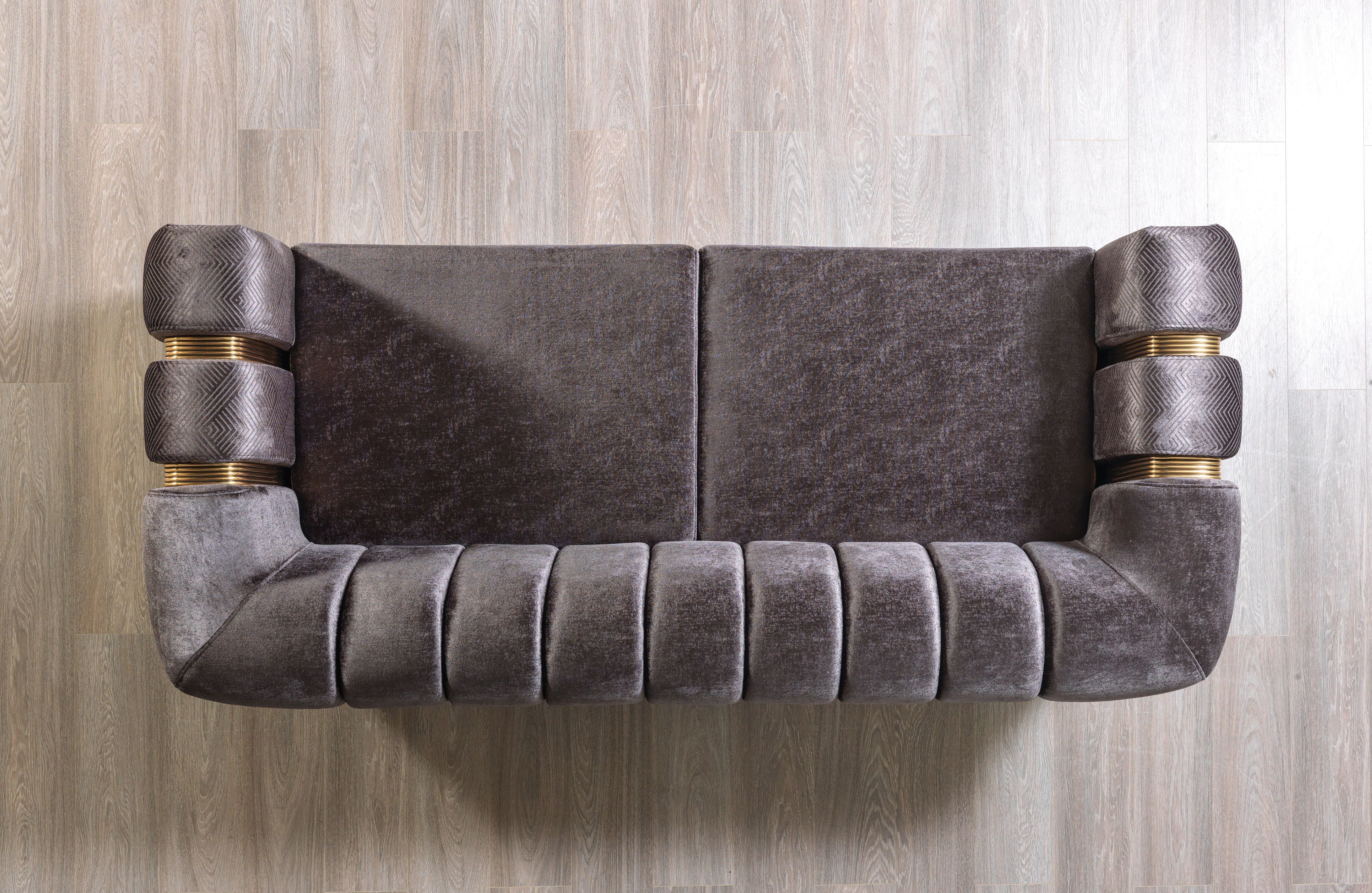 Santana Smoke Velvet Sofa, view 4