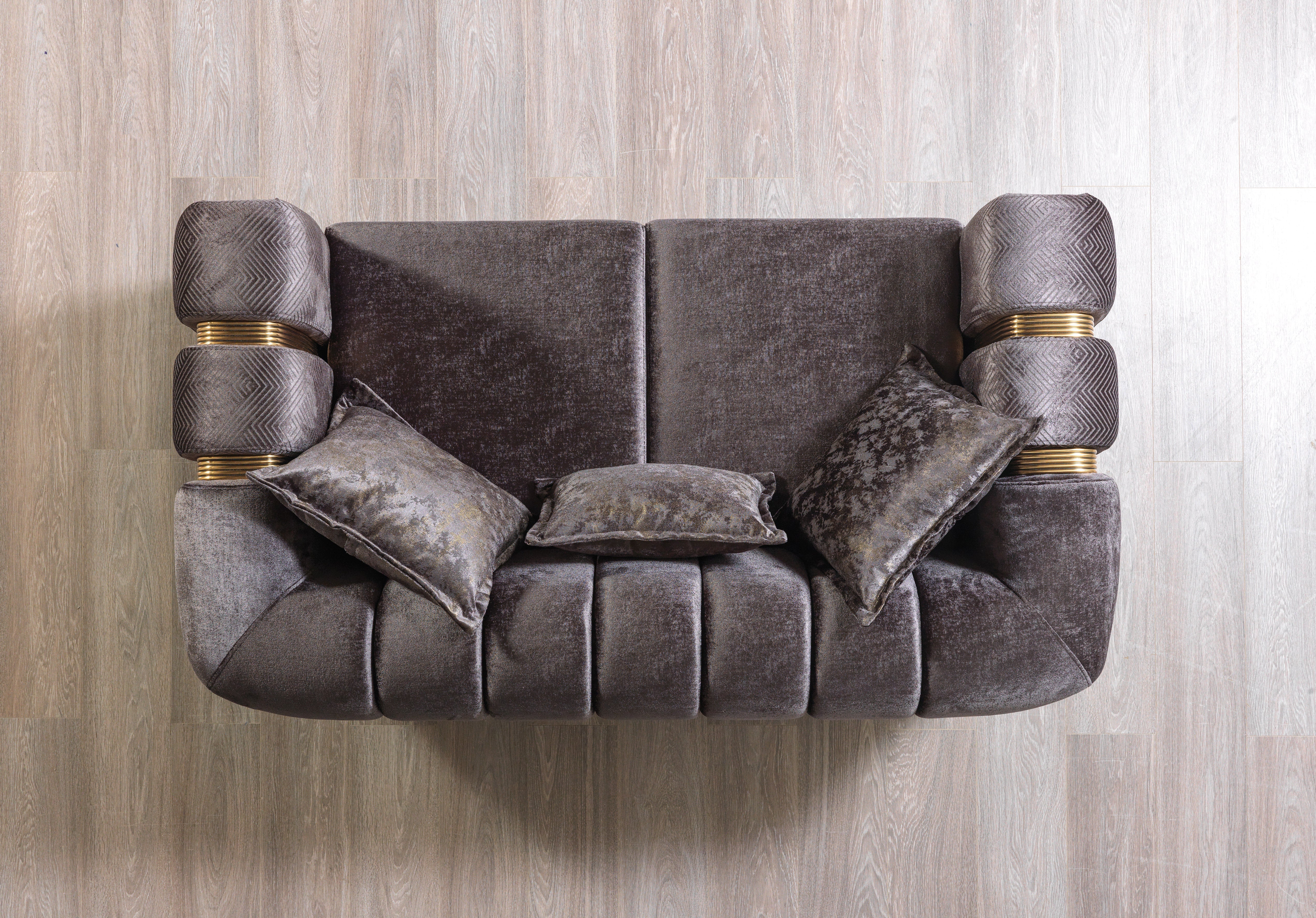 Santana Smoke Velvet Sofa and Loveseat Set, view 10