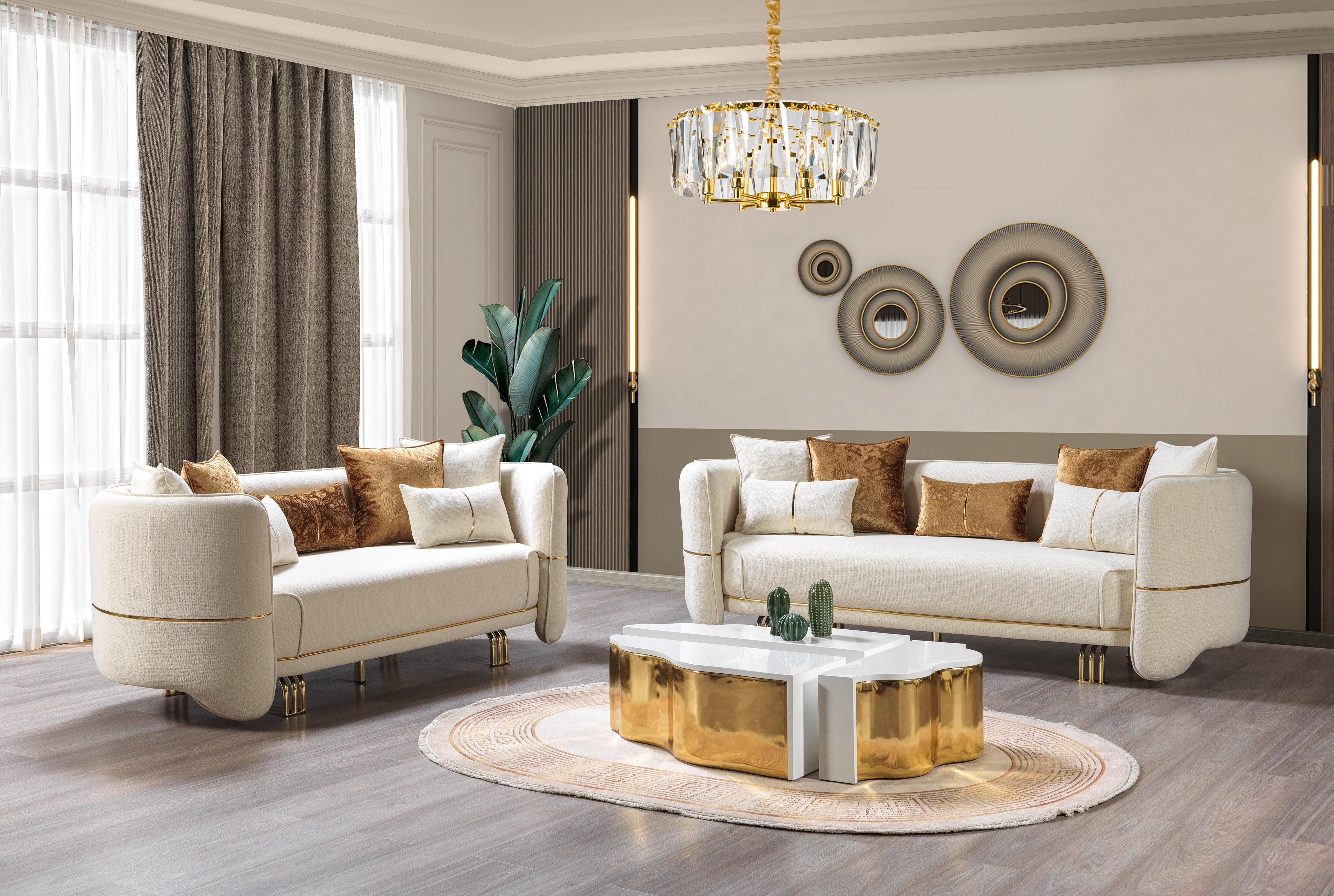 Helena Ivory Velvet Sofa and Loveseat Set, view 2
