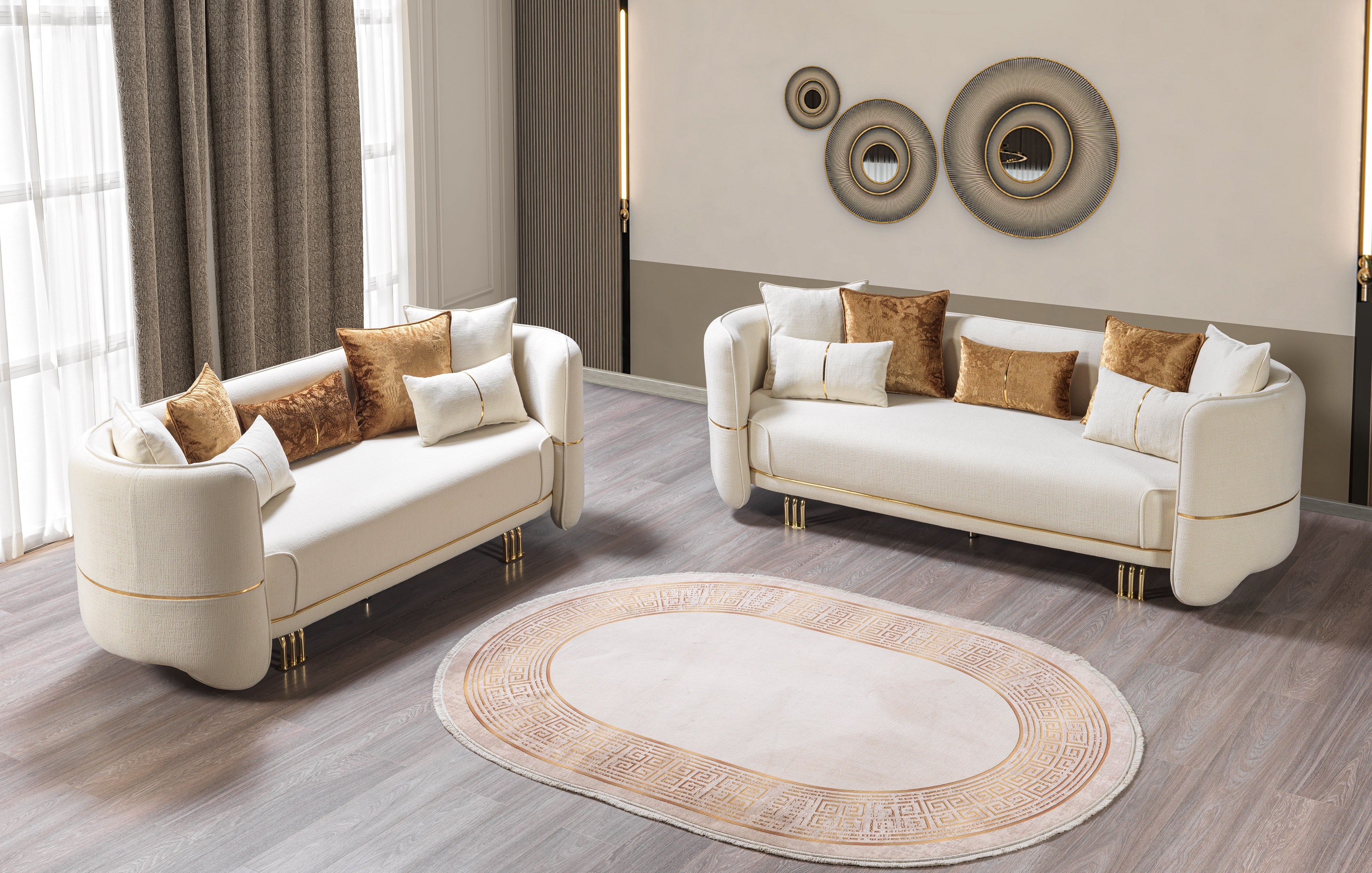 Helena Ivory Velvet Sofa and Loveseat Set, view 3