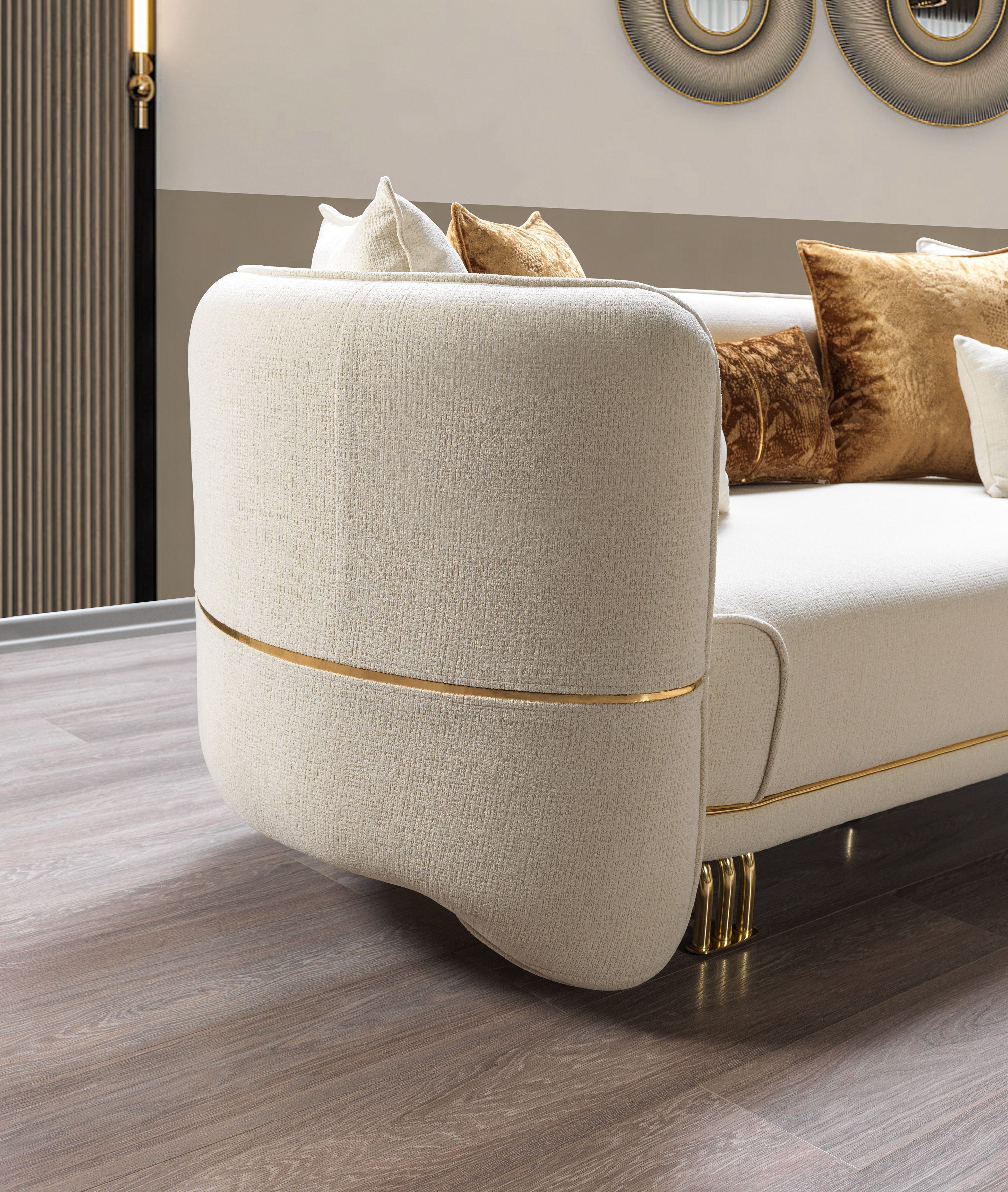 Helena Ivory Velvet Sofa, view 8