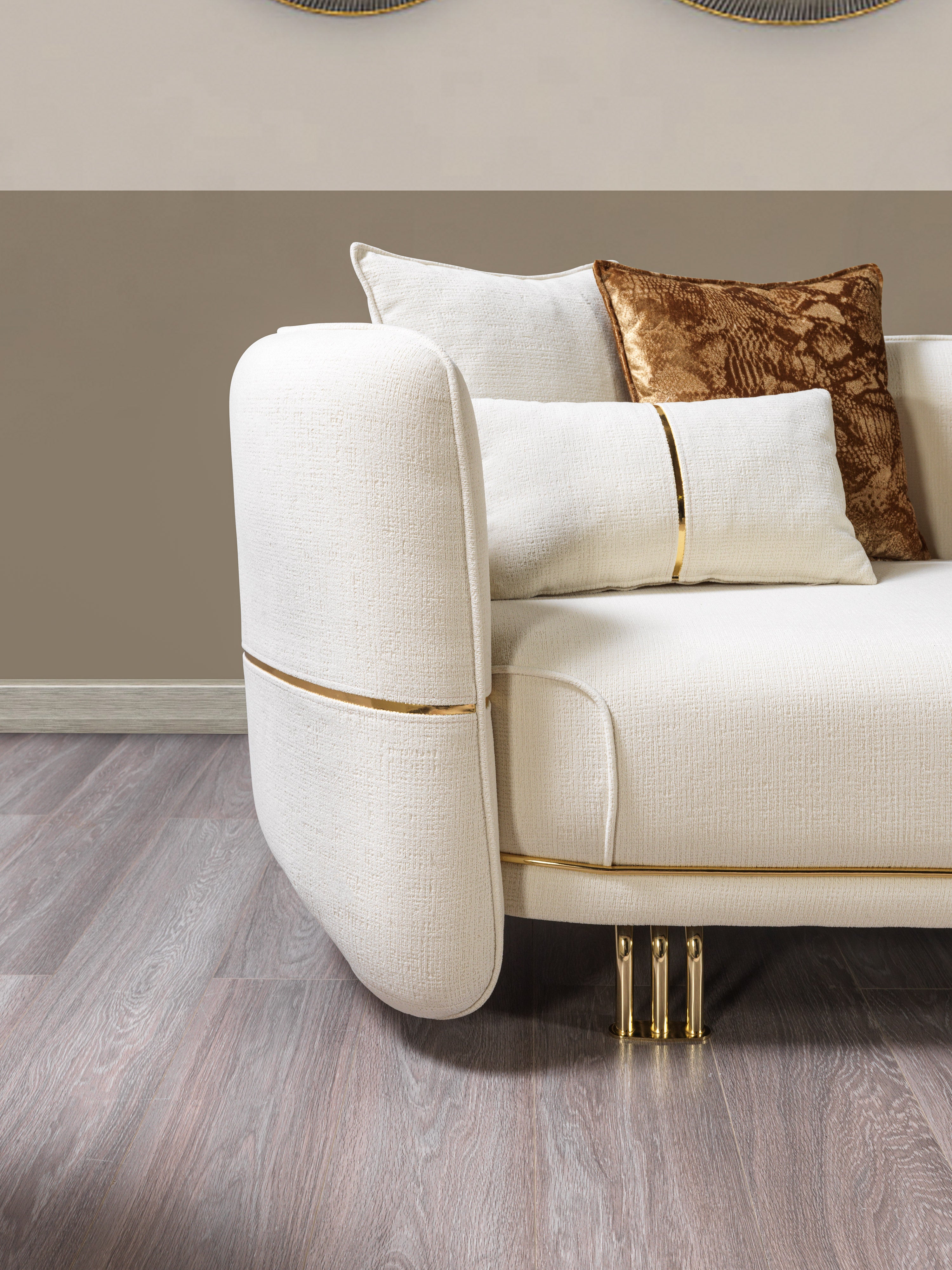 Helena Ivory Velvet Sofa, view 7