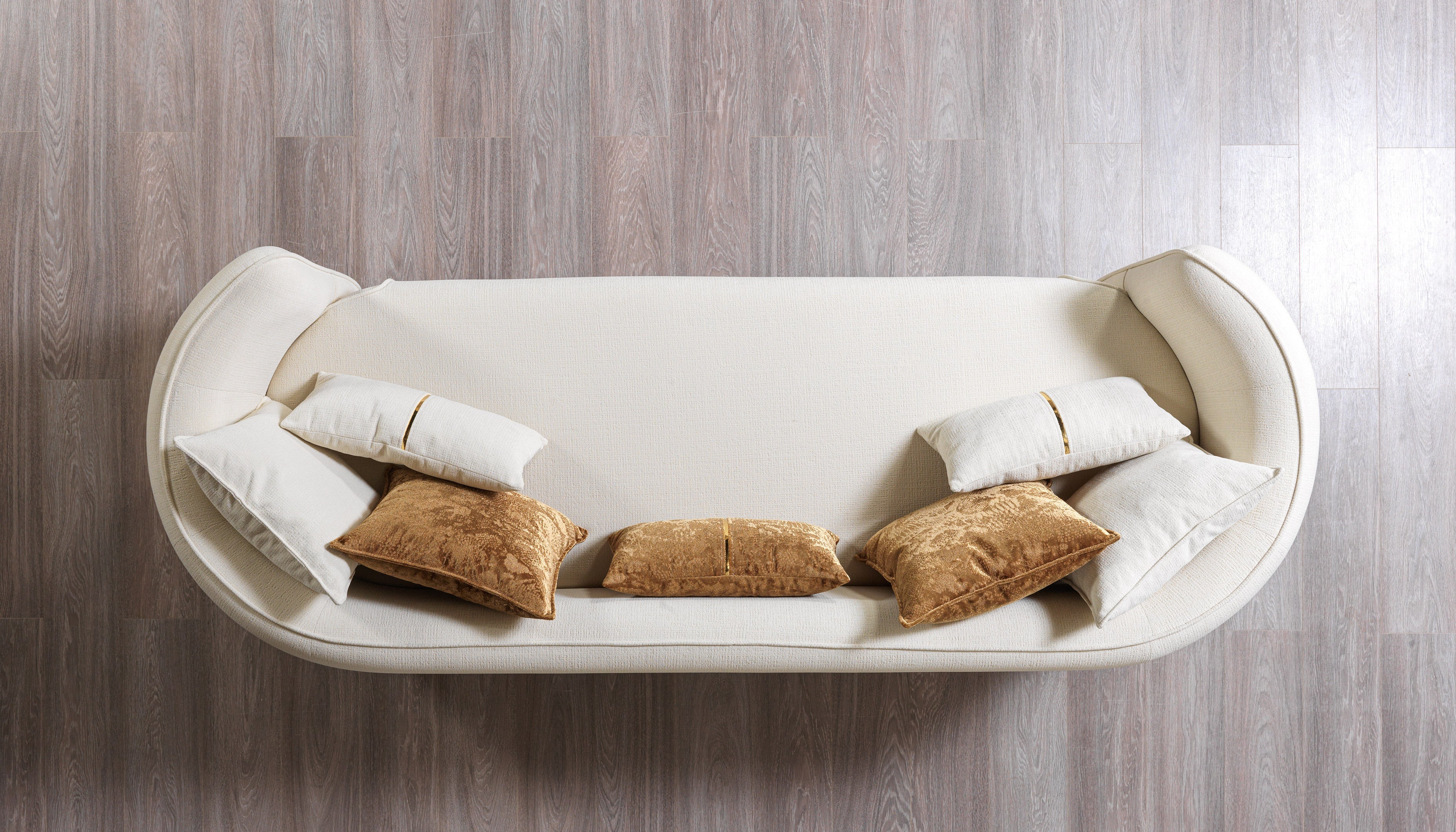 Helena Ivory Velvet Sofa, view 4