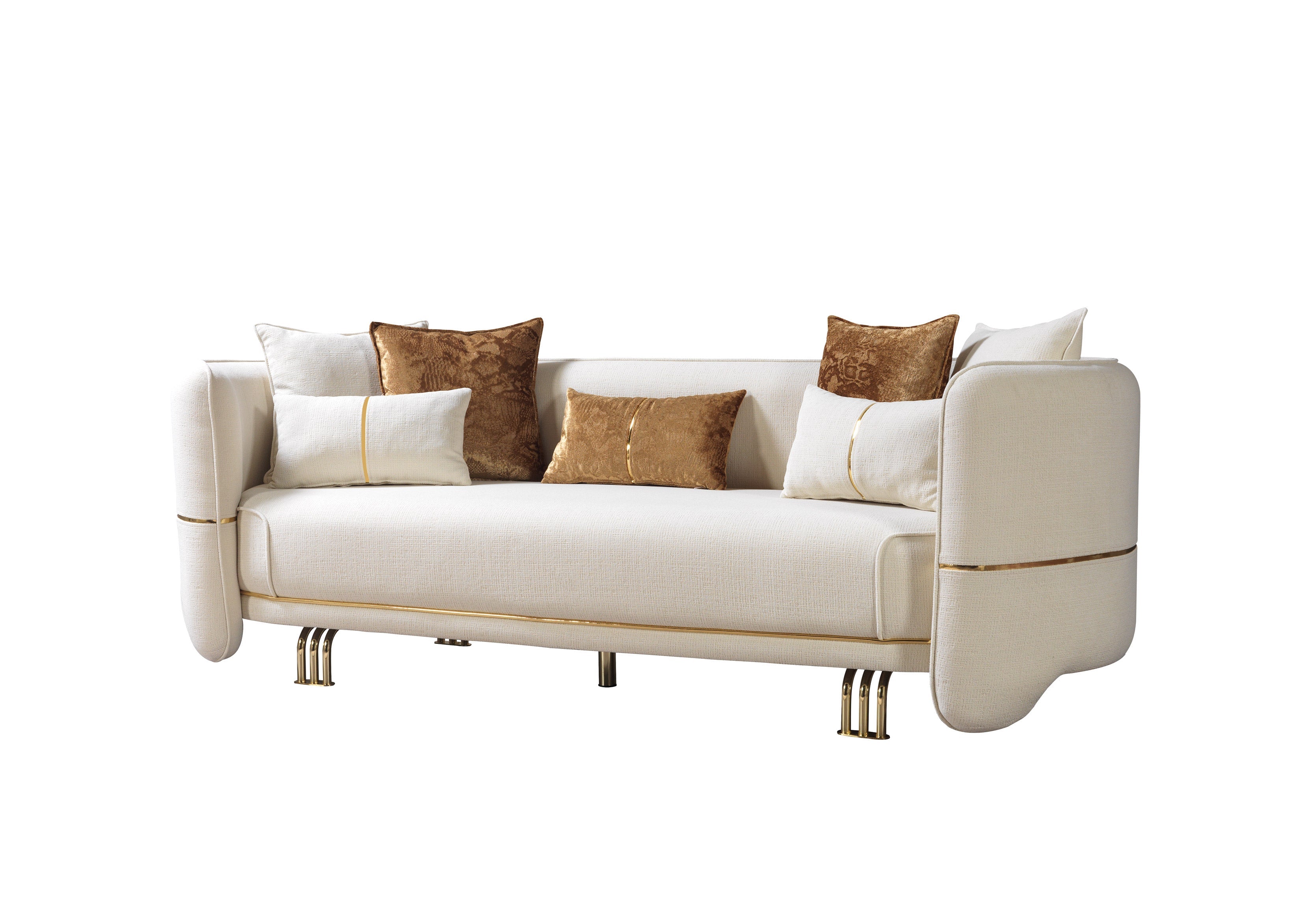 Helena Ivory Velvet Sofa, view 3