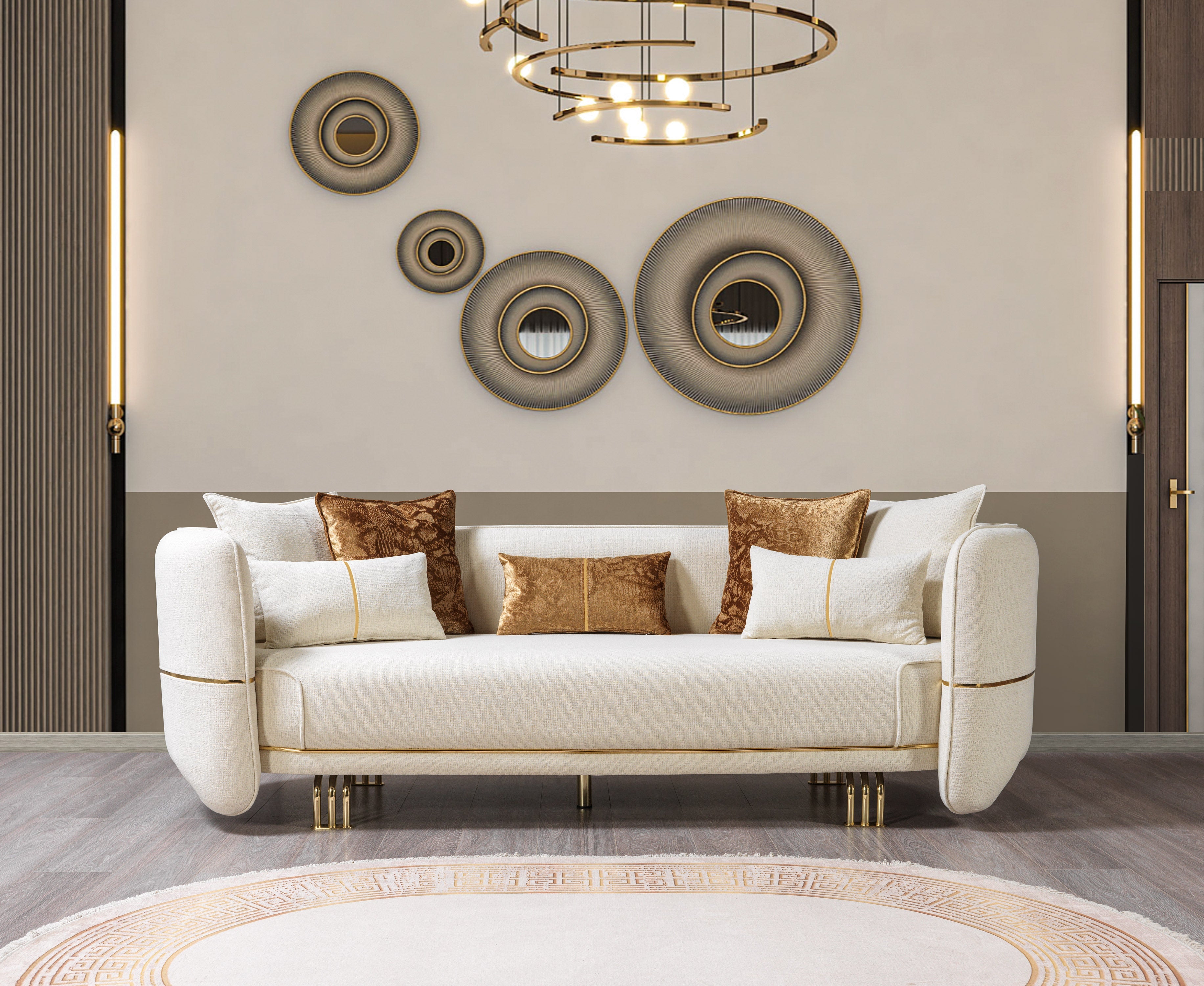 Helena Ivory Velvet Sofa and Loveseat Set, view 4