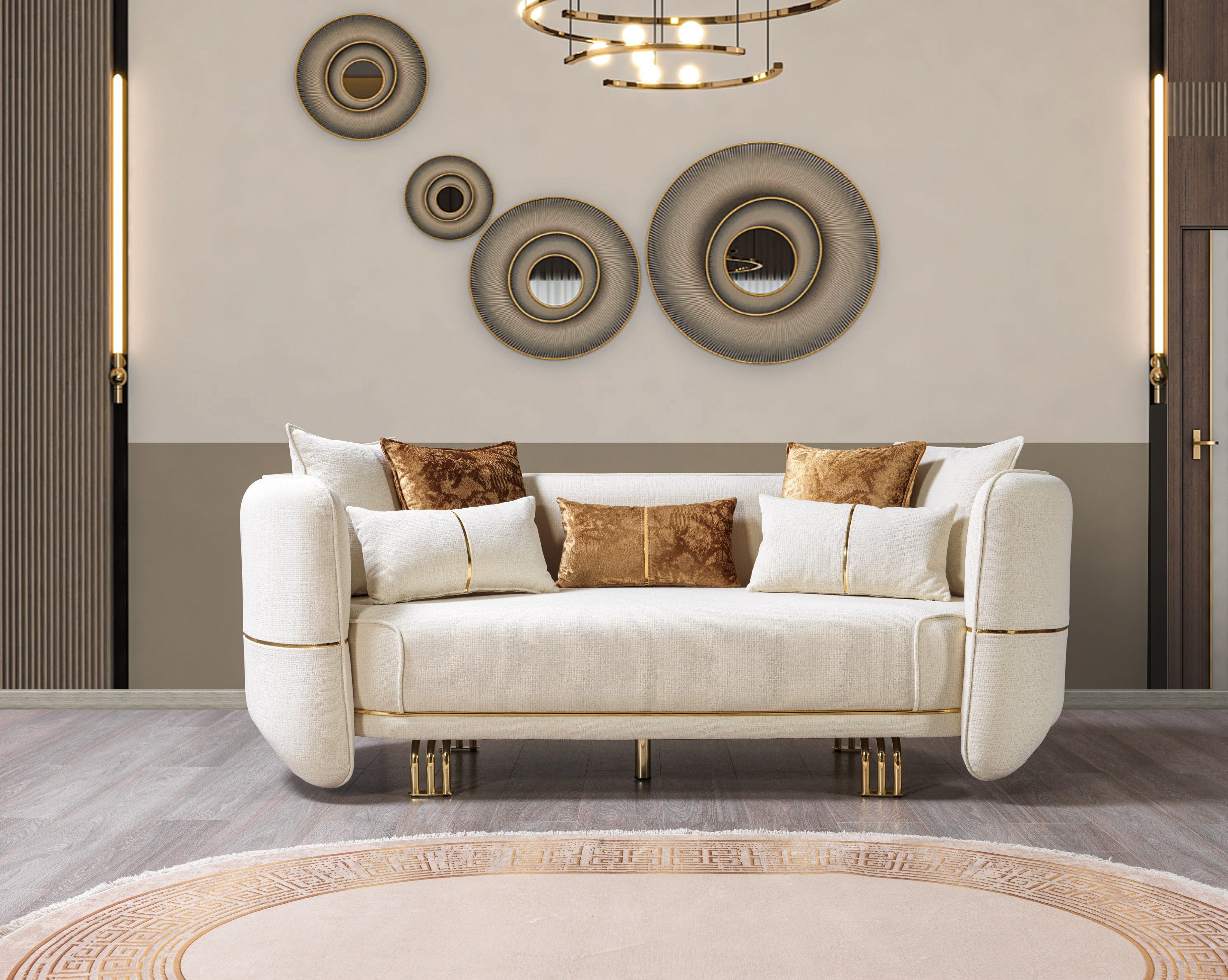 Helena Ivory Velvet Sofa and Loveseat Set, view 5