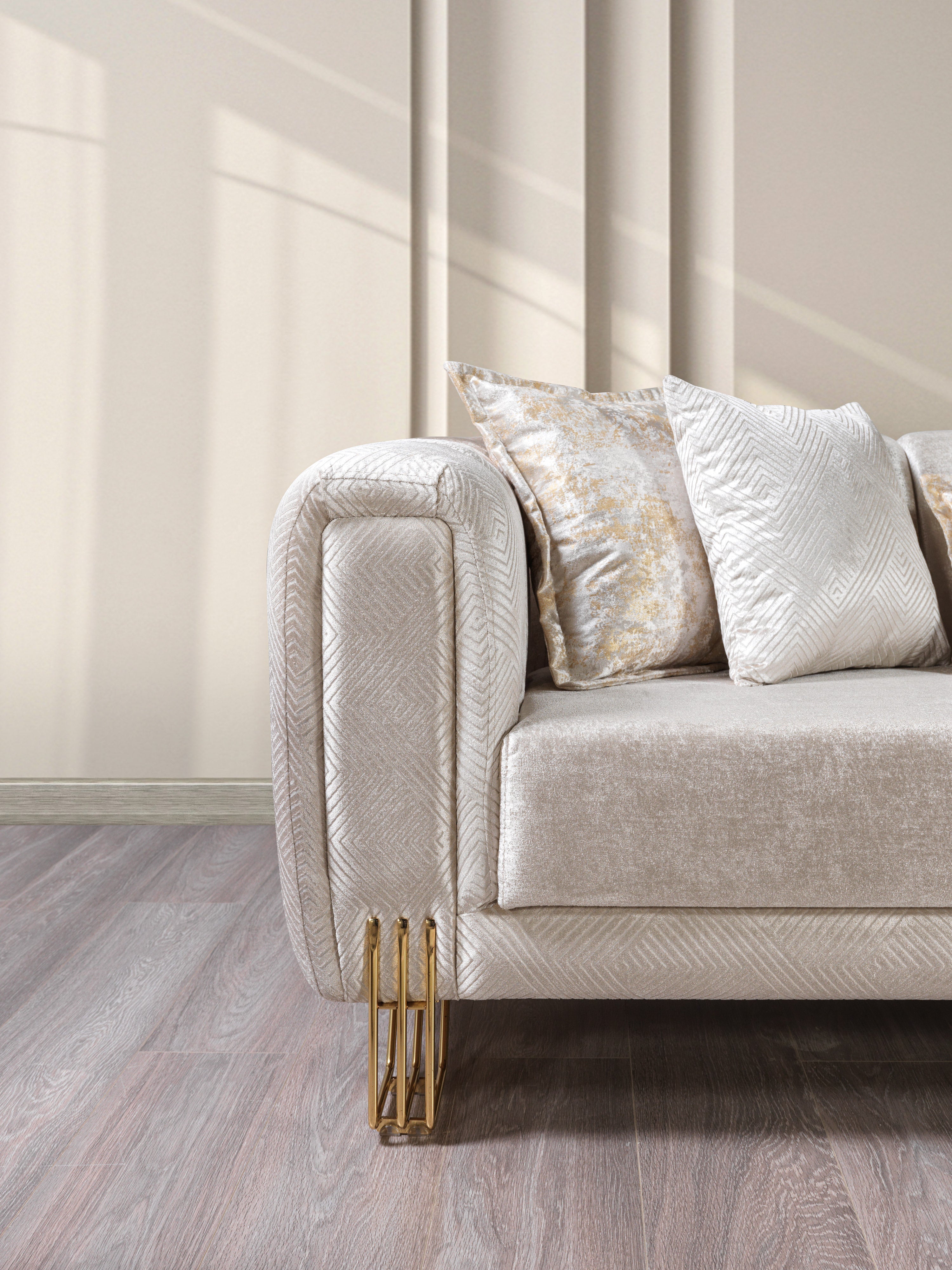 Santana Ivory Velvet Sofa and Loveseat Set, view 9