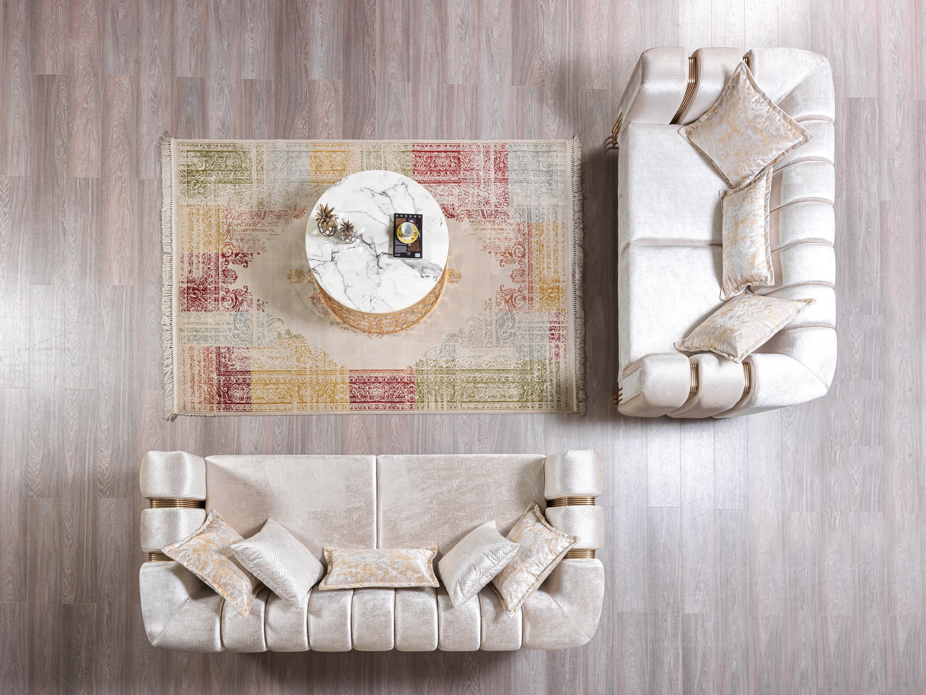 Santana Ivory Velvet Sofa and Loveseat Set, view 7