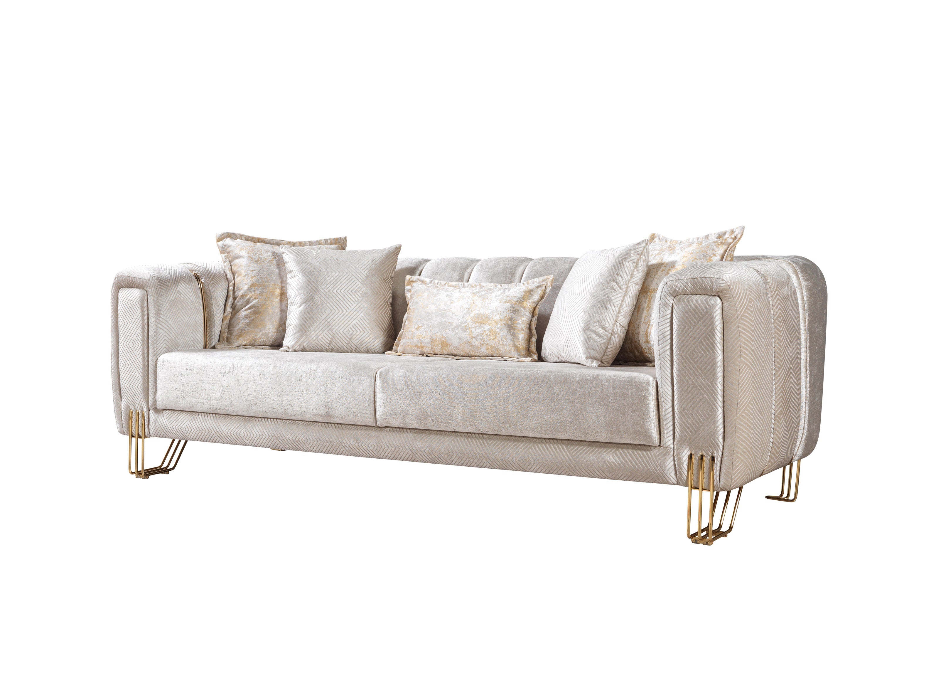 Santana Ivory Velvet Sofa and Loveseat Set, view 8