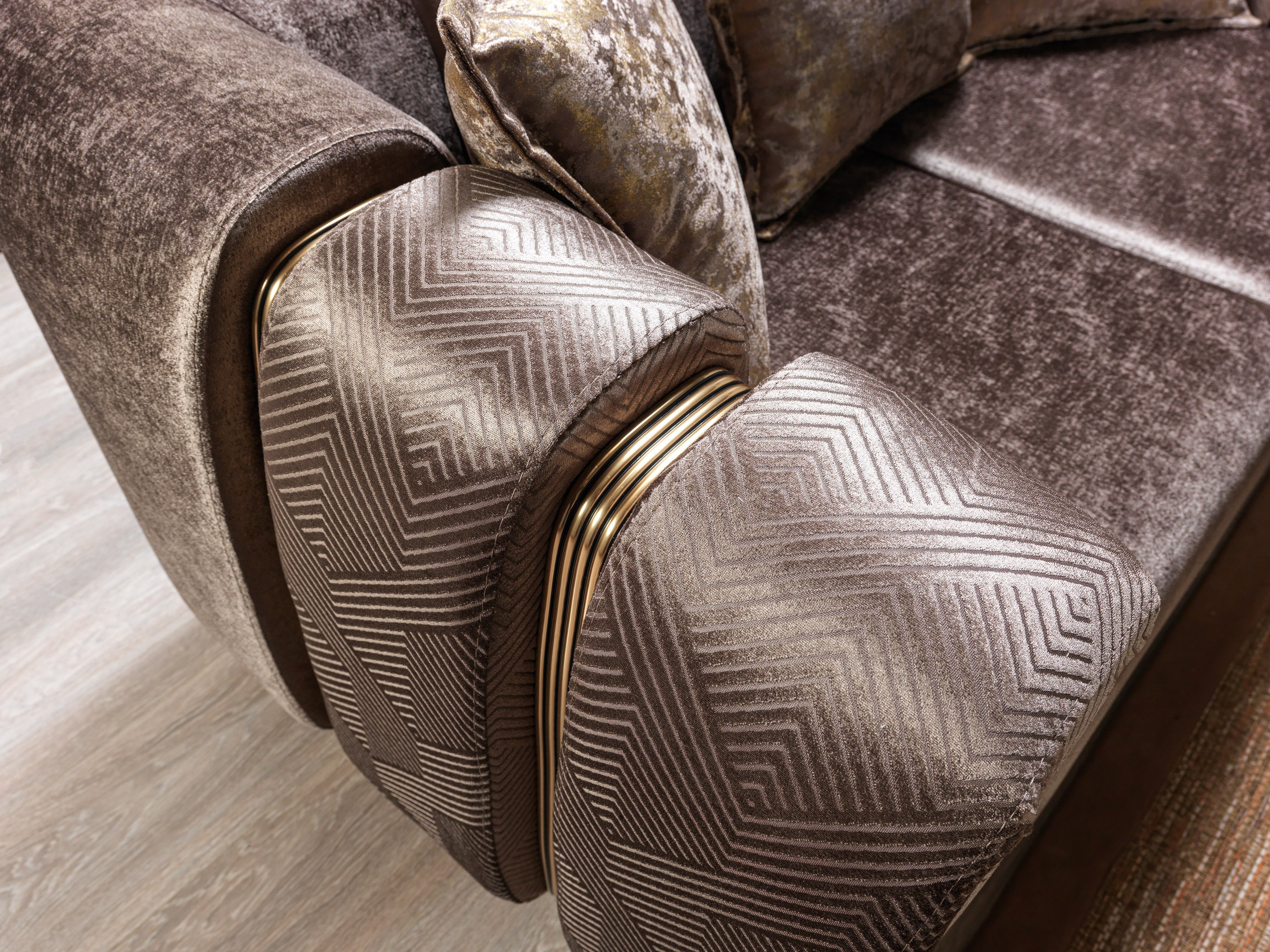 Santana Coffee Velvet Sofa, view 4