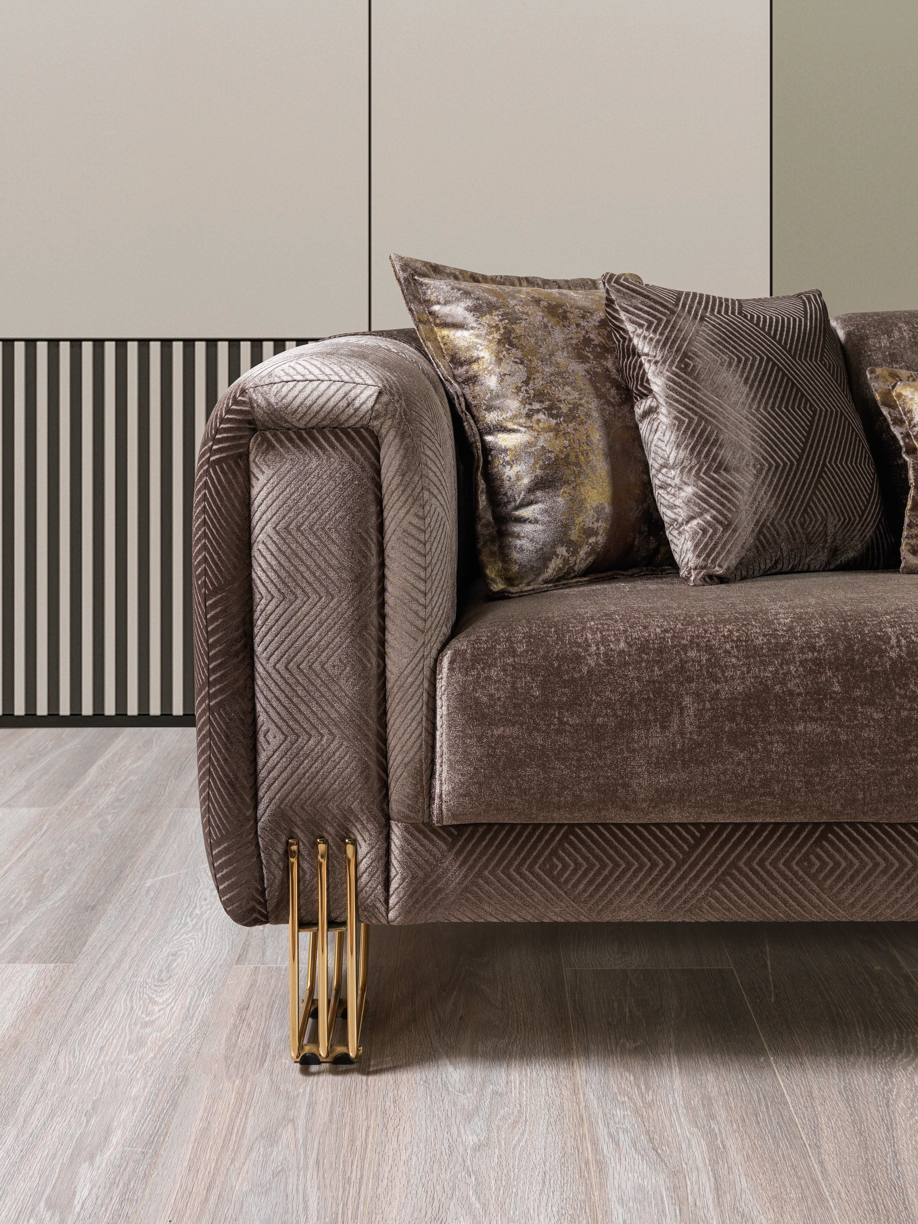 Santana Coffee Velvet Sofa and Loveseat Set, view 7
