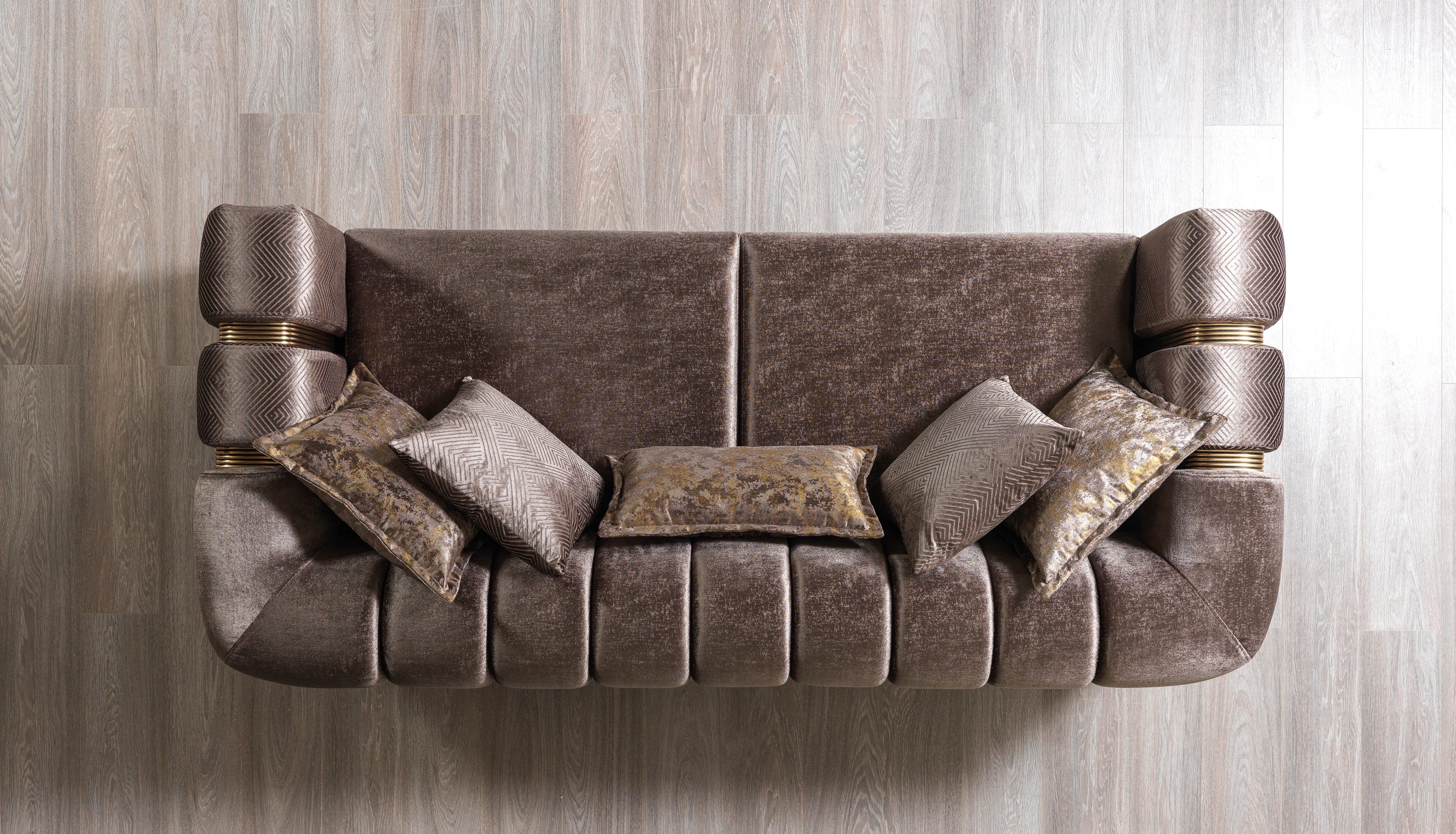 Santana Coffee Velvet Sofa, view 6