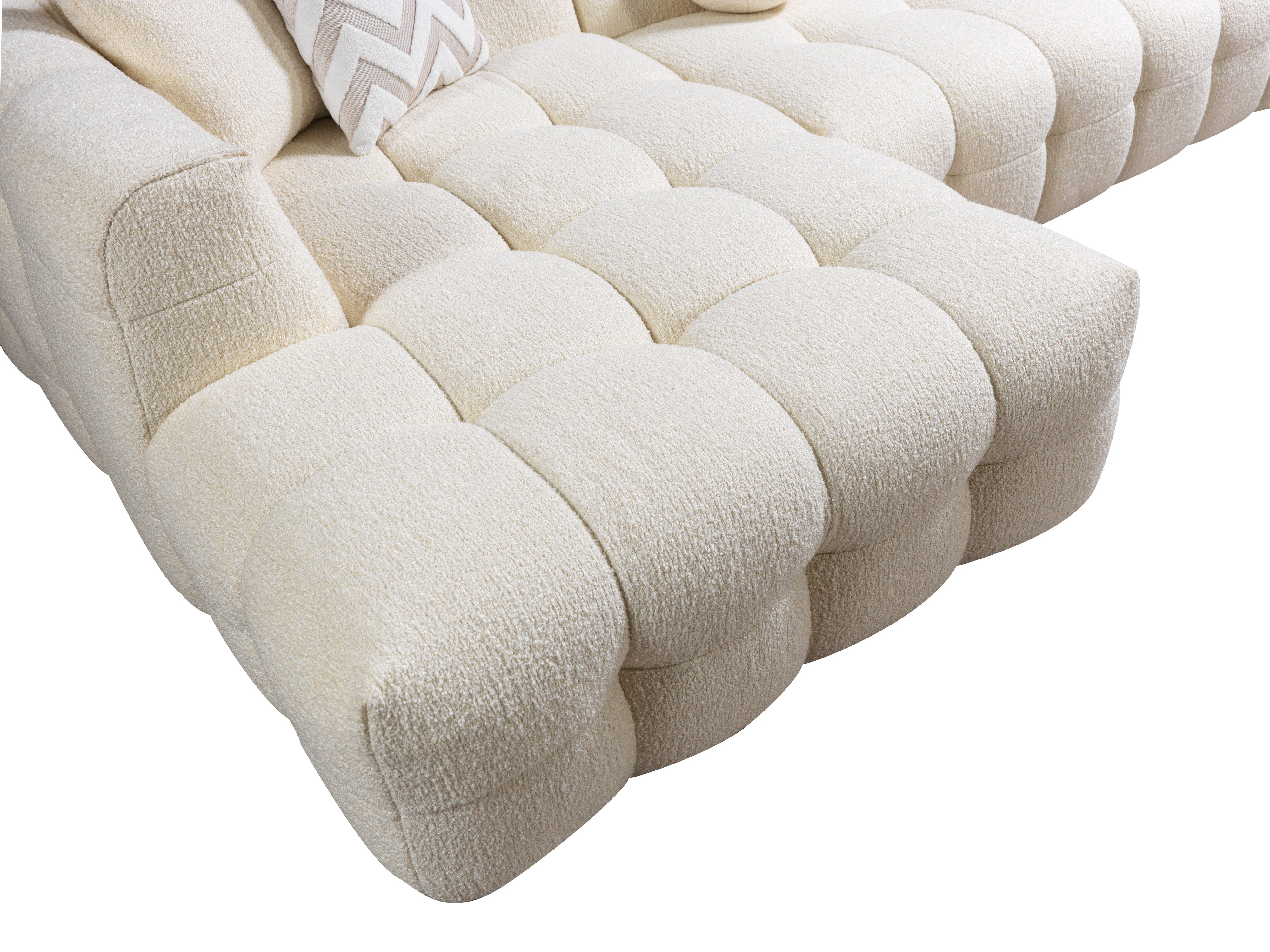 Ivy Ivory Boucle LAF Sectional, view 10