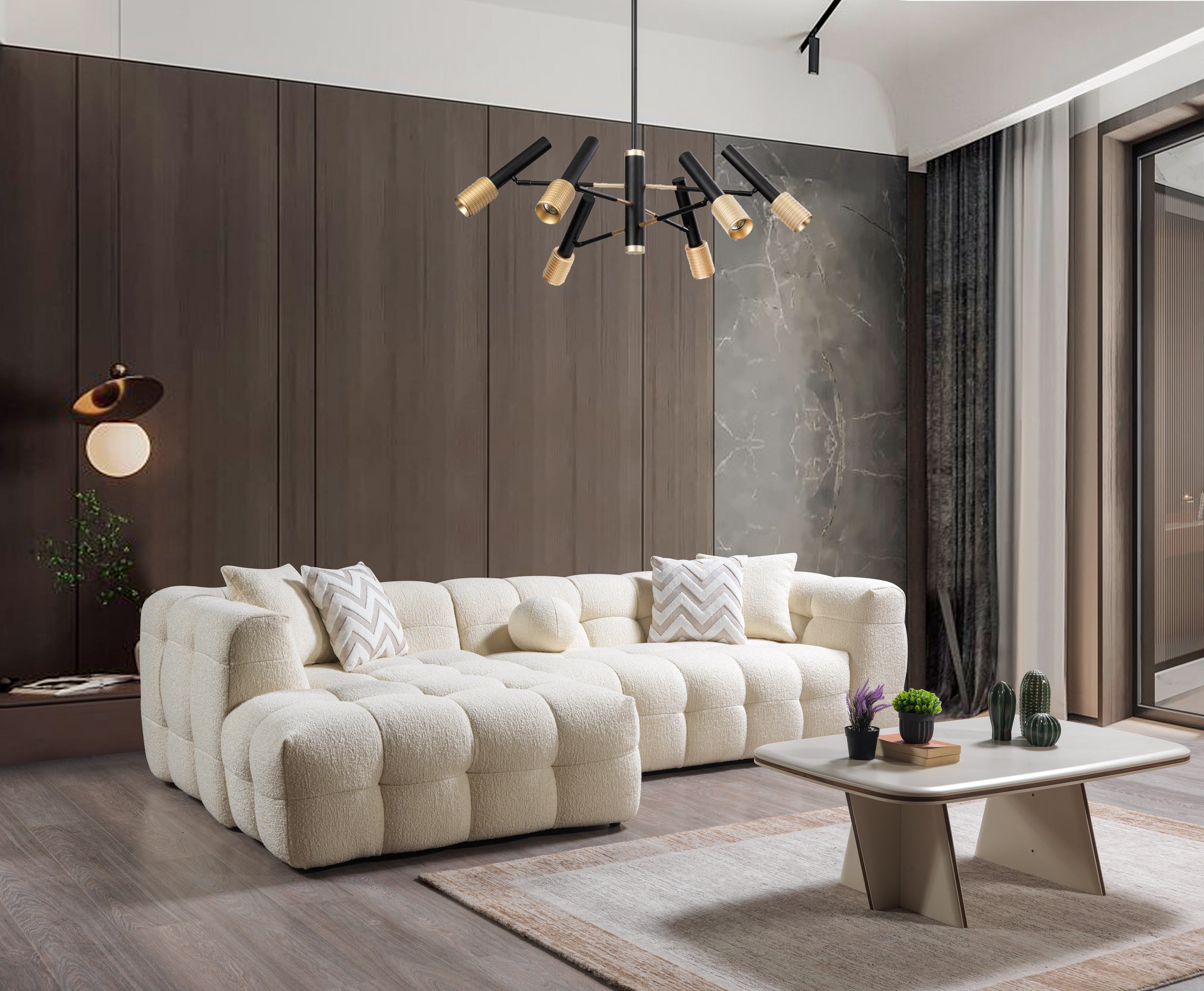 Ivy Ivory Boucle LAF Sectional, view 2