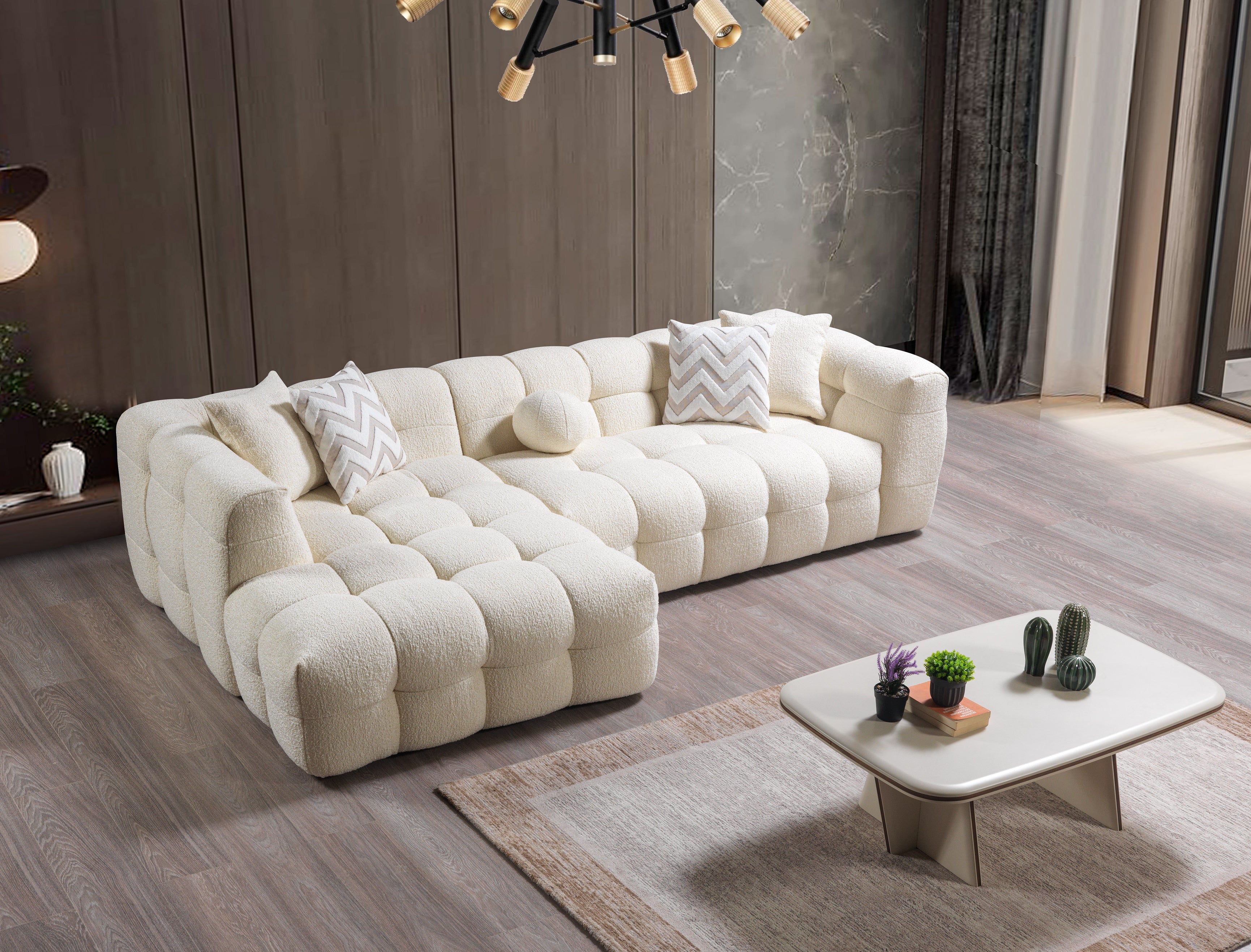 Ivy Ivory Boucle LAF Sectional, view 3