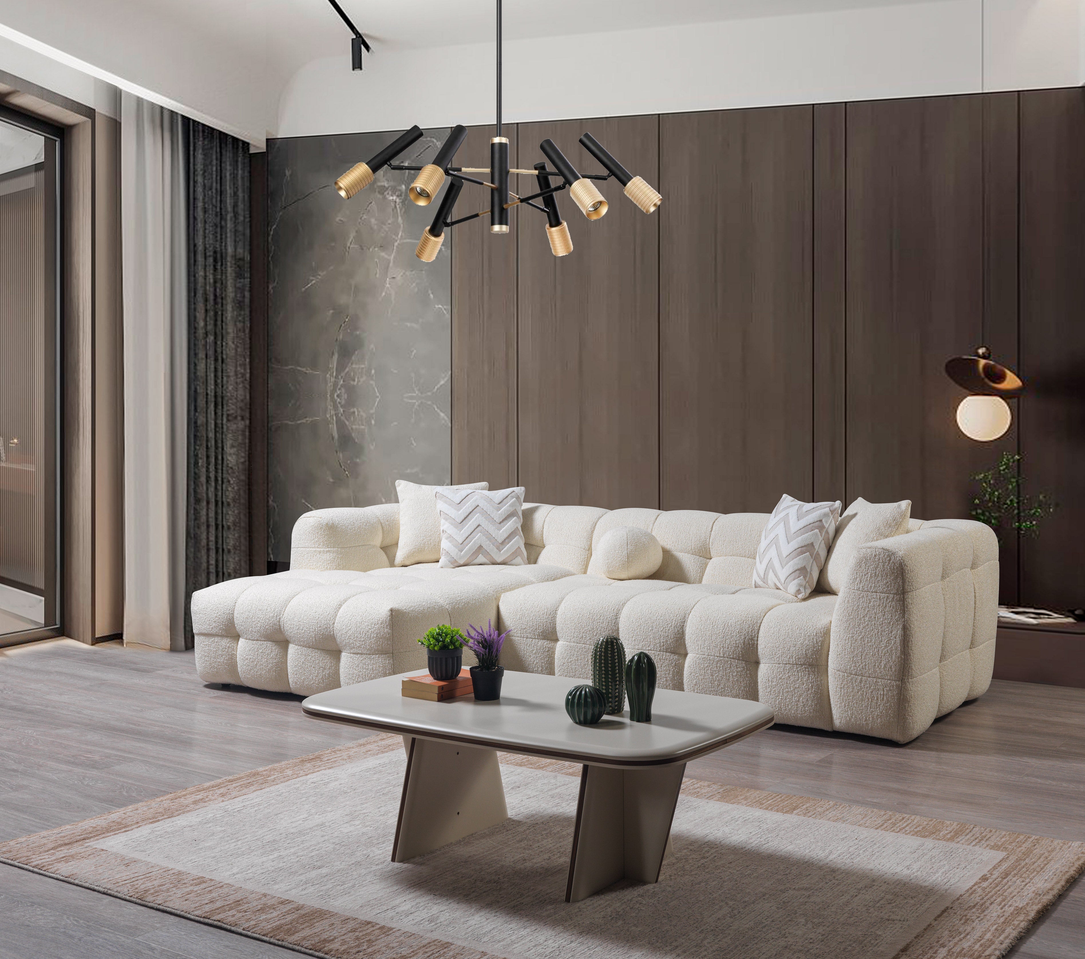 Ivy Ivory Boucle LAF Sectional, view 4