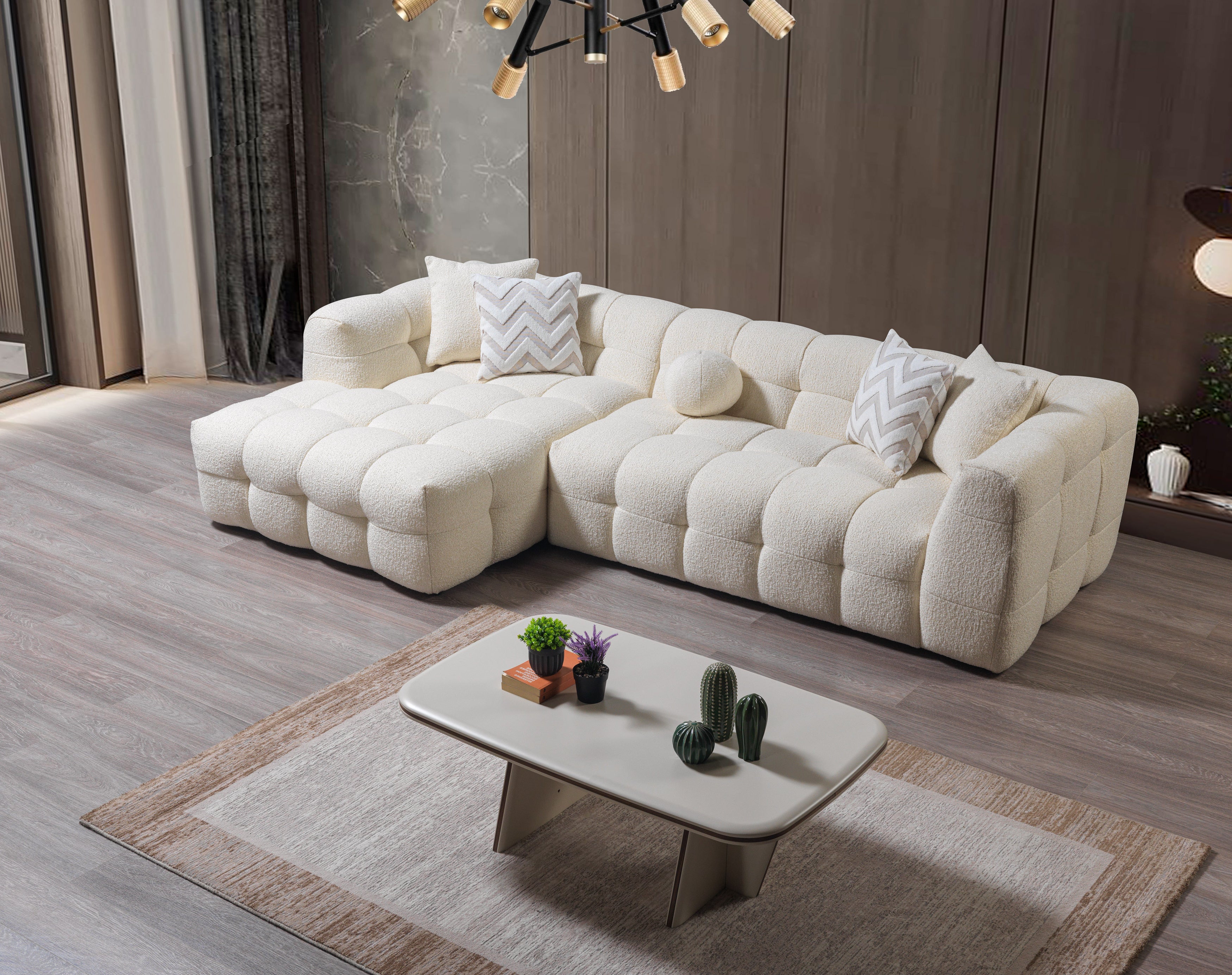 Ivy Ivory Boucle LAF Sectional, view 5