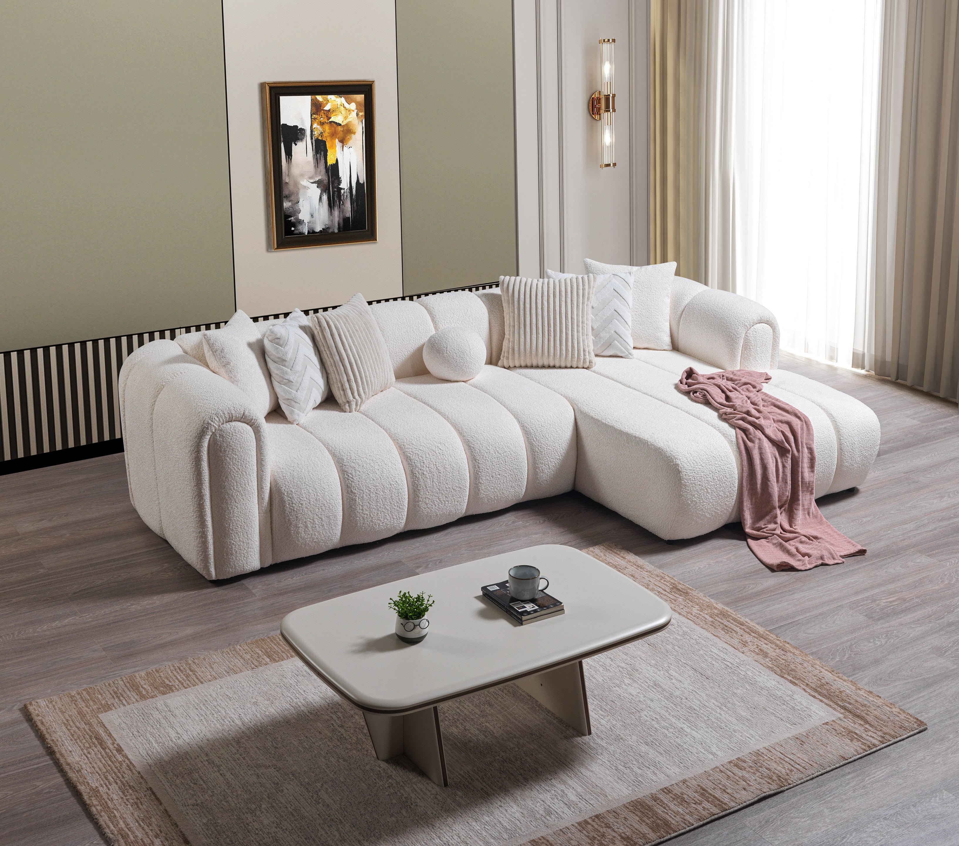Lis Ivory Boucle RAF Sectional, view 3