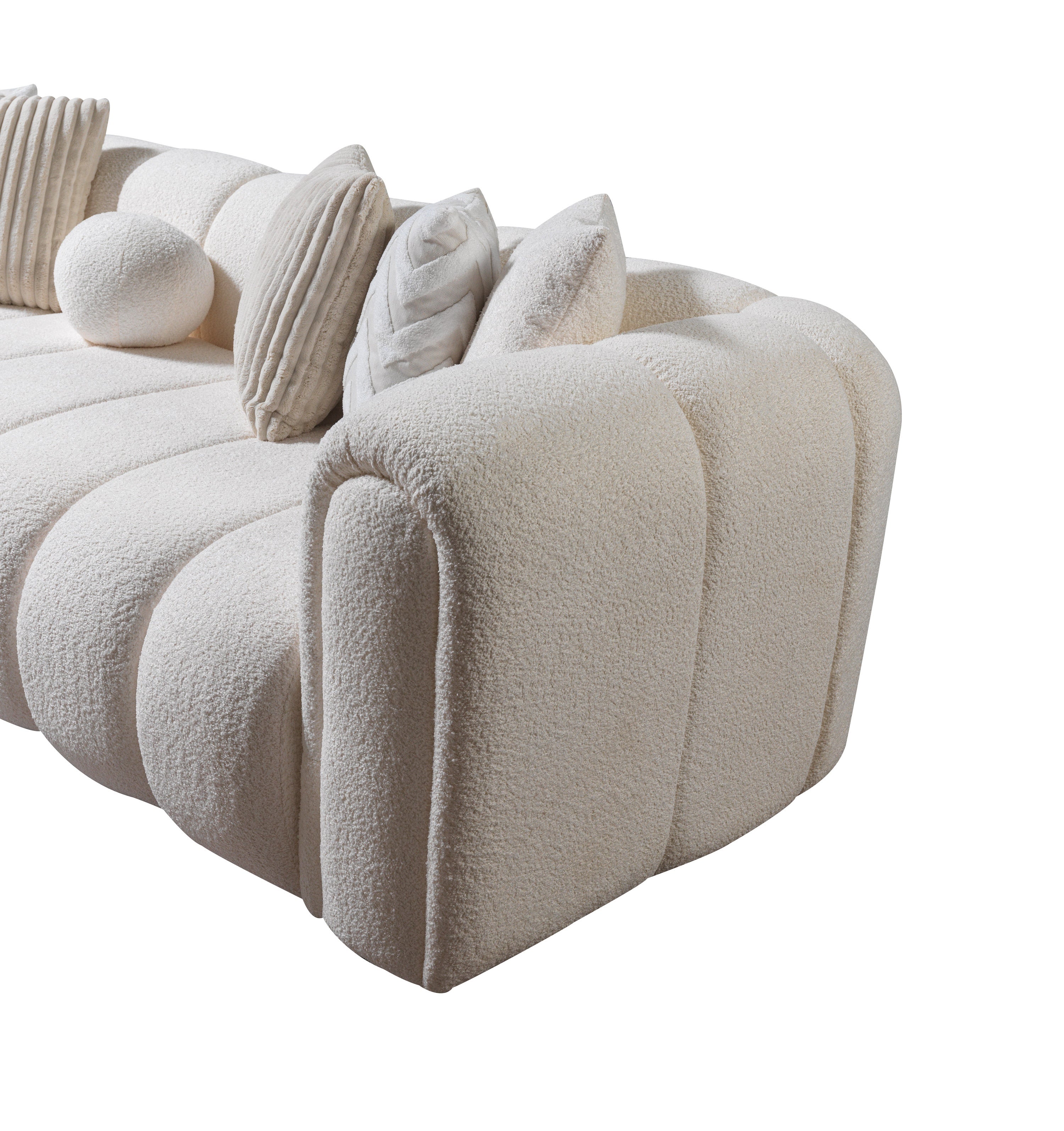 Lis Ivory Boucle LAF Sectional, view 9