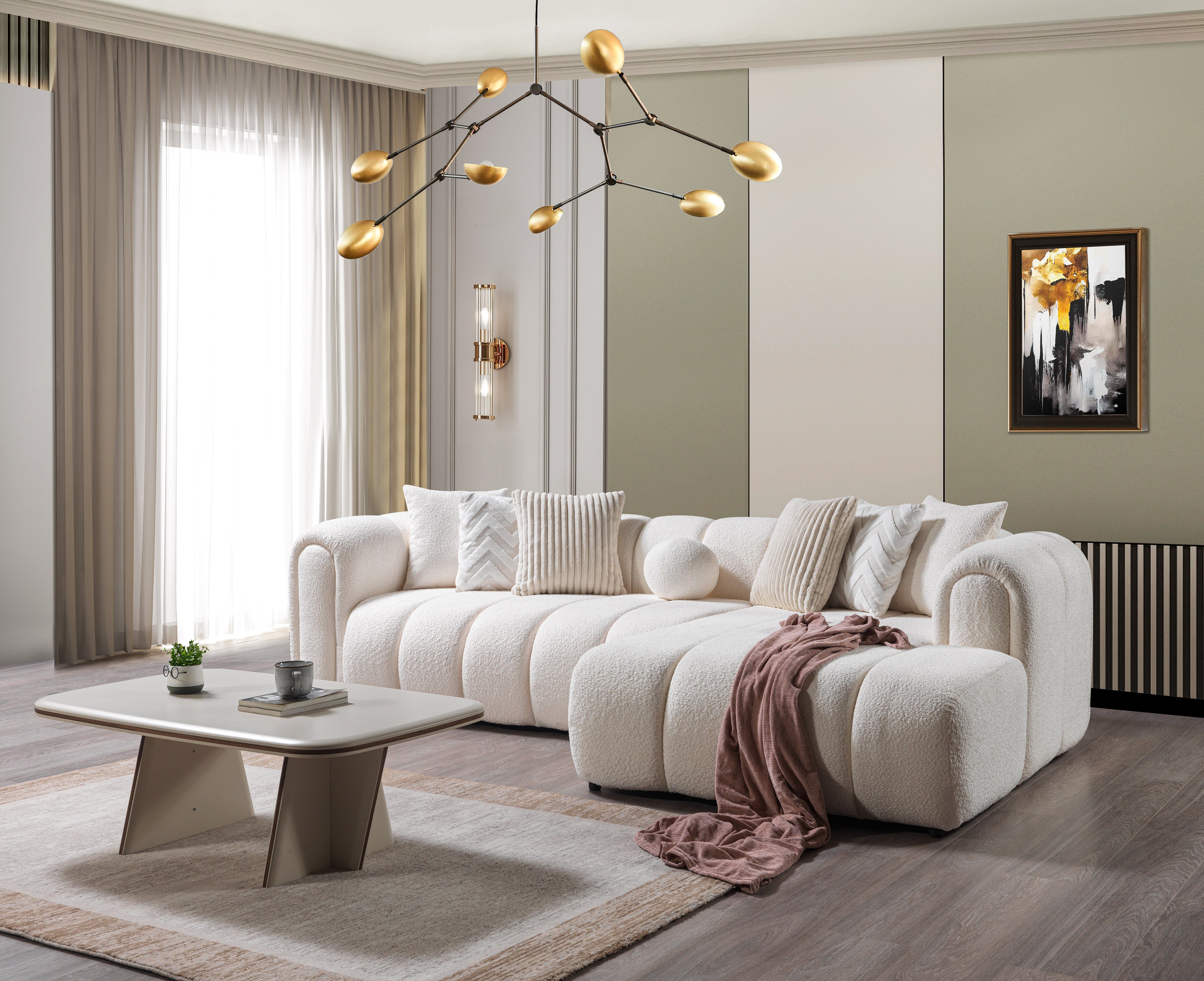 Lis Ivory Boucle RAF Sectional, view 4