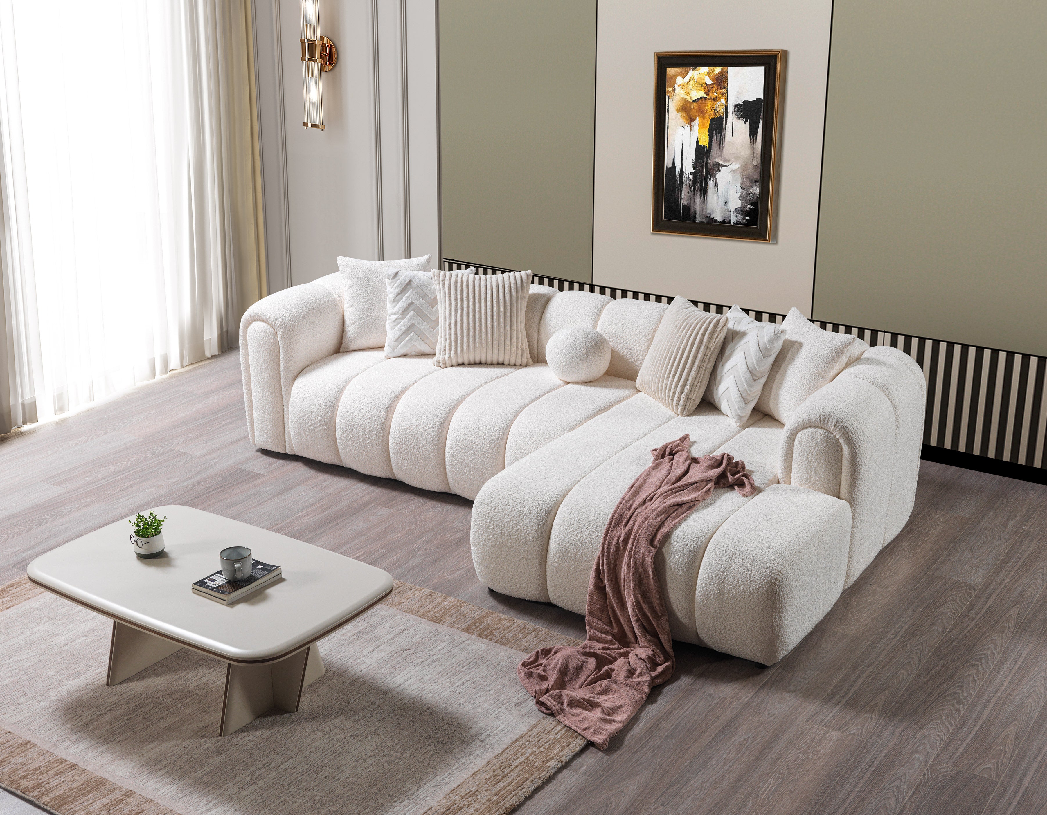 Lis Ivory Boucle RAF Sectional, view 5